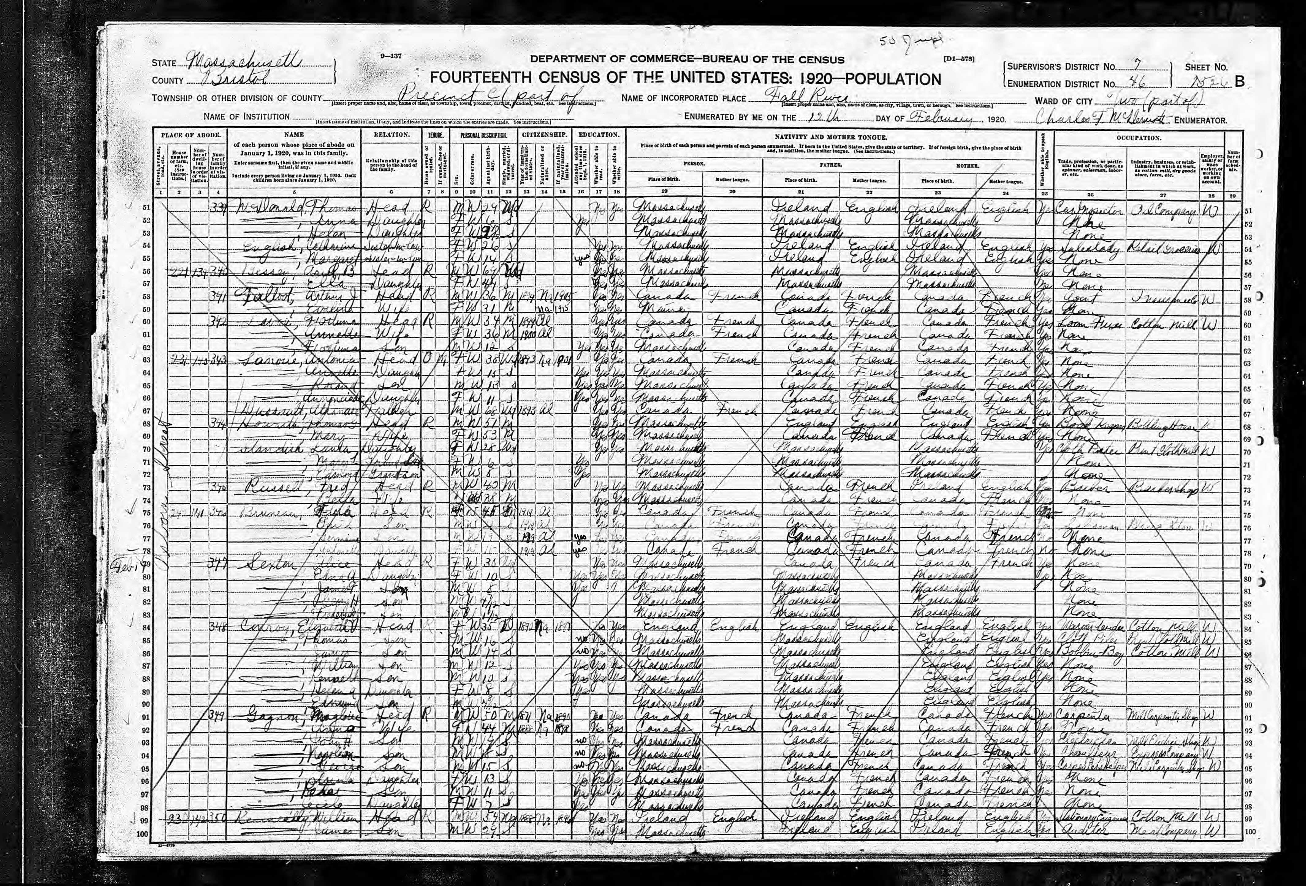 Recensement fédéral américain 1920