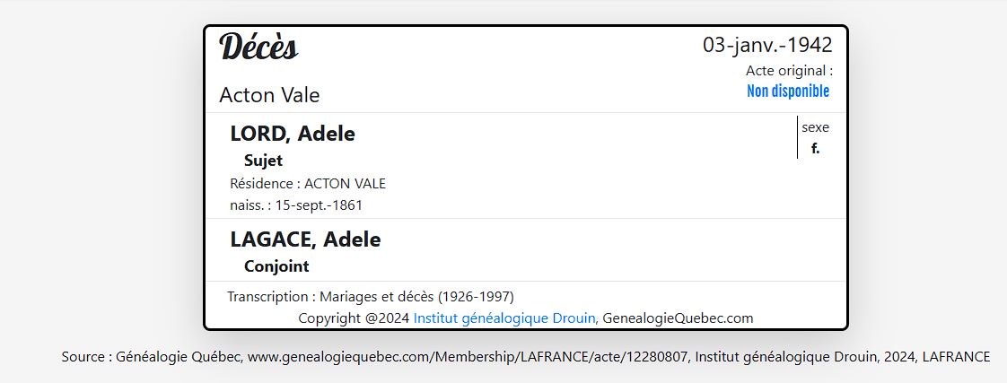 Mention du décès Mention du décès