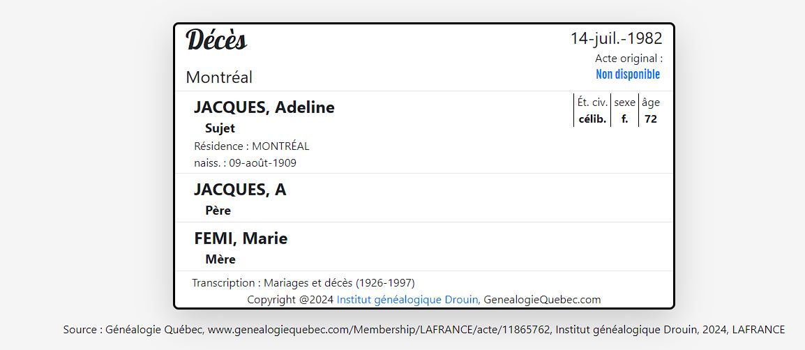 Mention du décès
