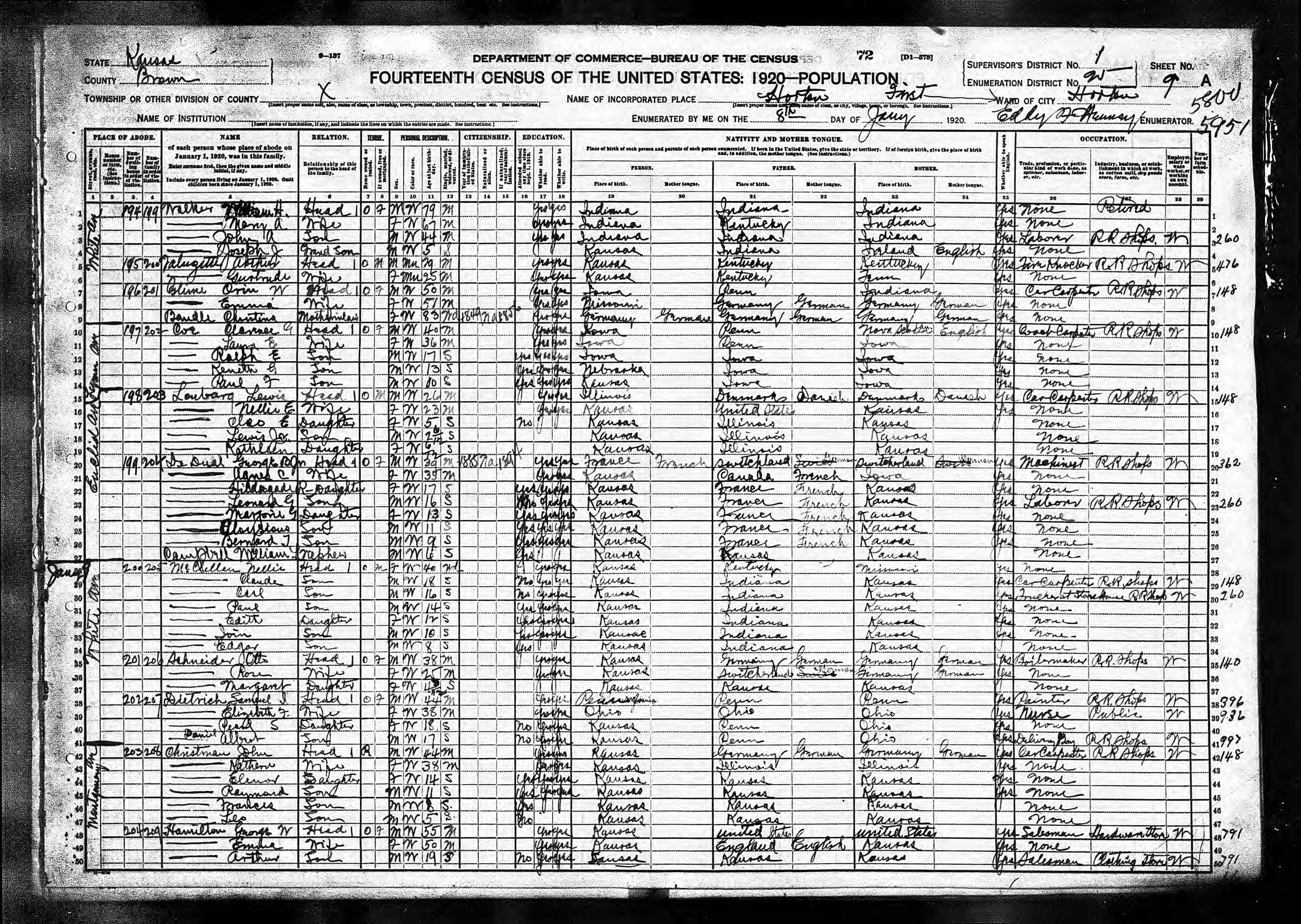 Recensement fédéral américain 1920