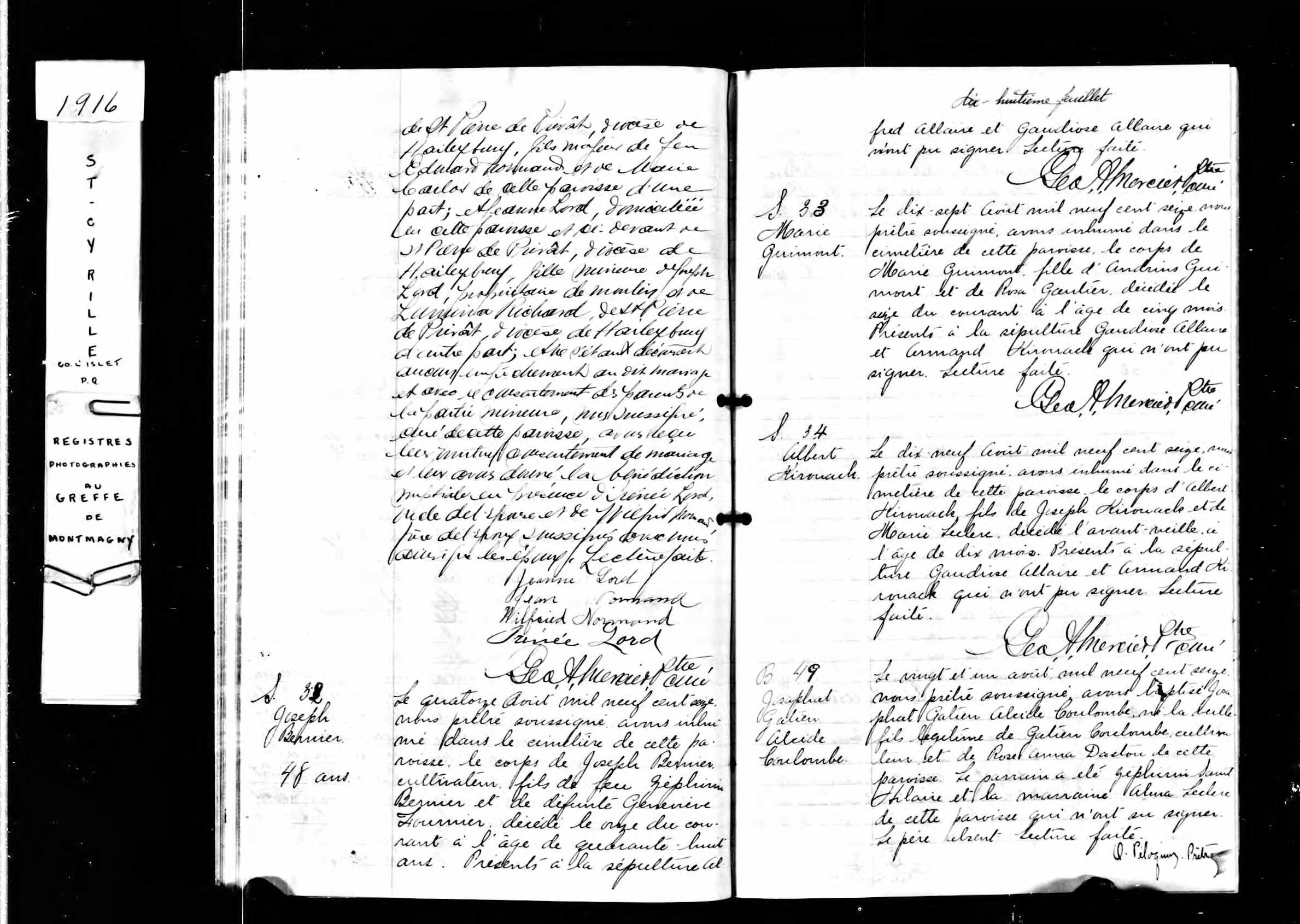 Acte de sépulture