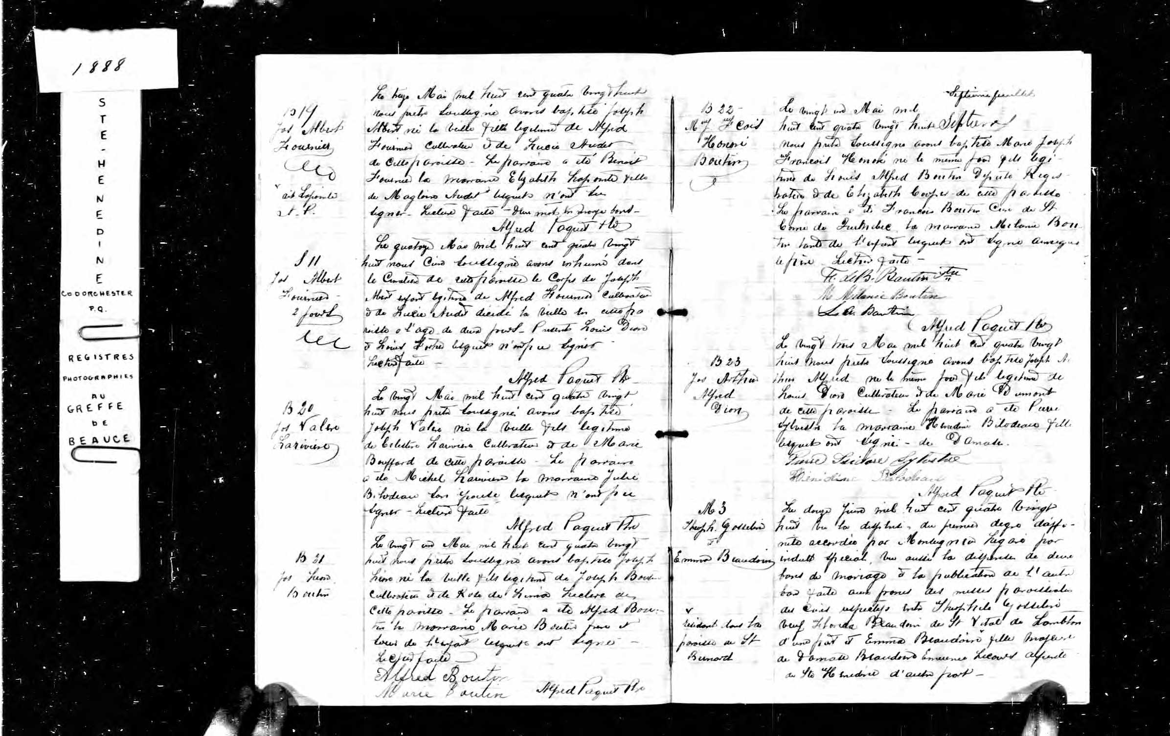 Actes de baptême et de sépulture