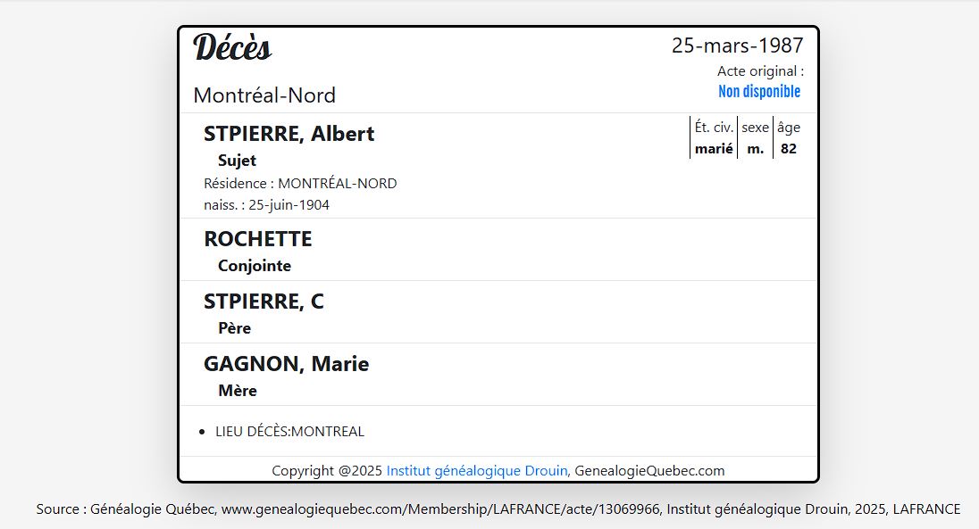 Mention du décès Mention du décès