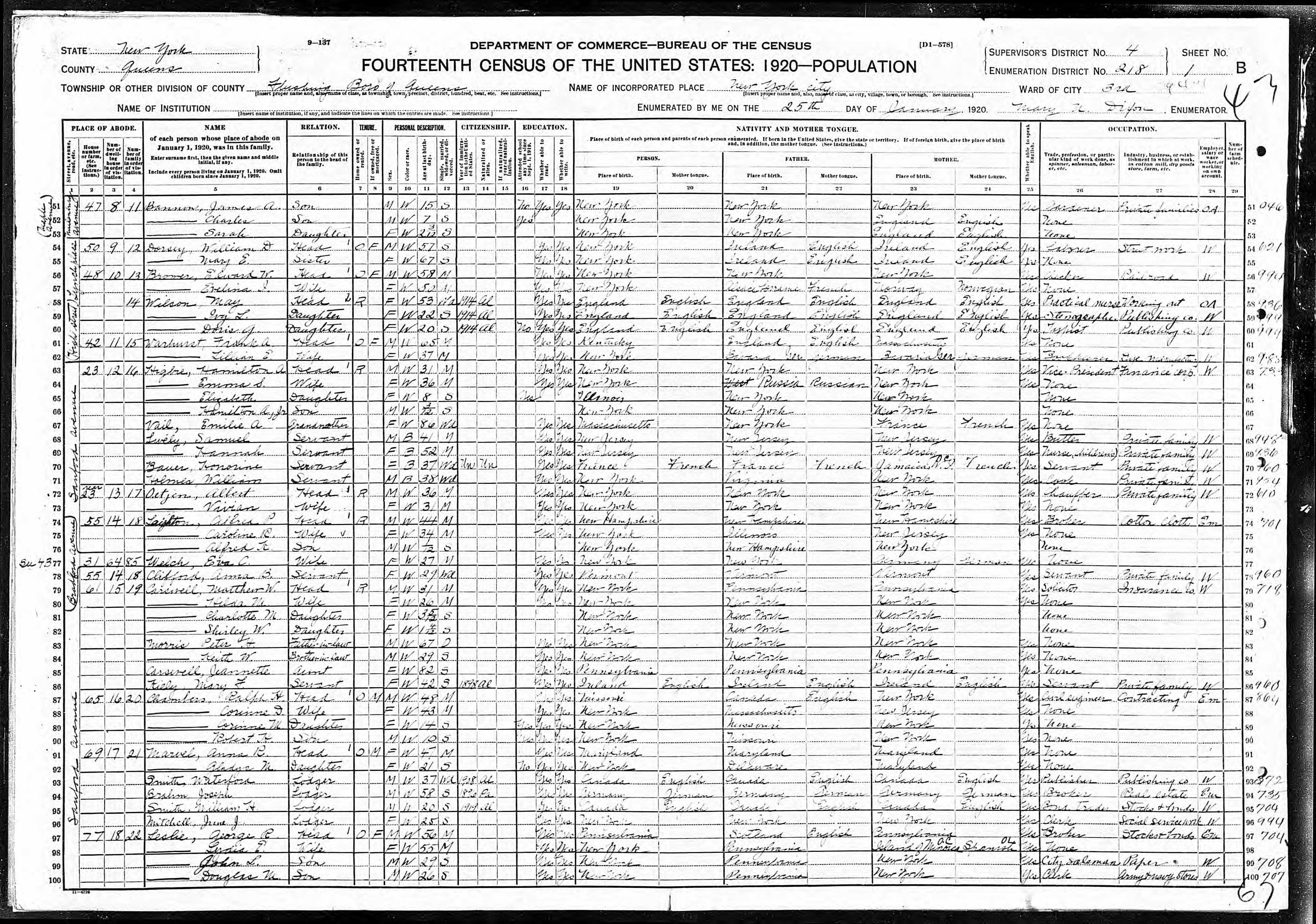 Recensement fédéral américain 1920