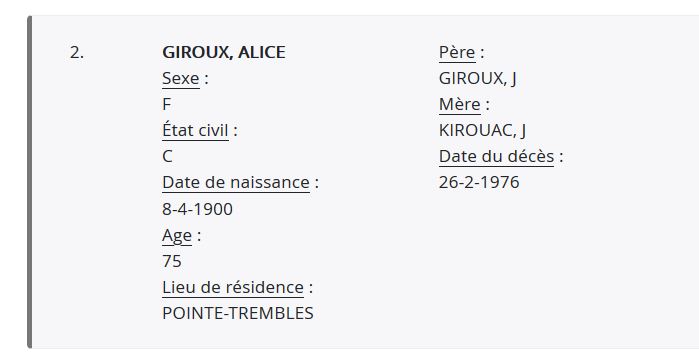 Mention du décès