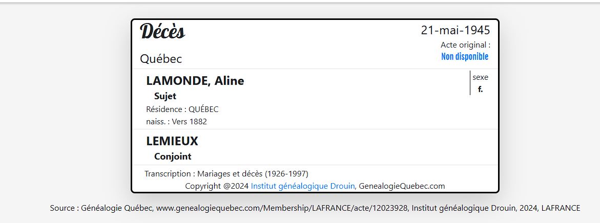 Mention du décès Mention du décès