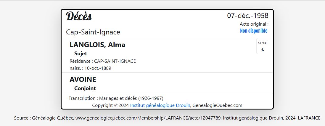 Mention du décès