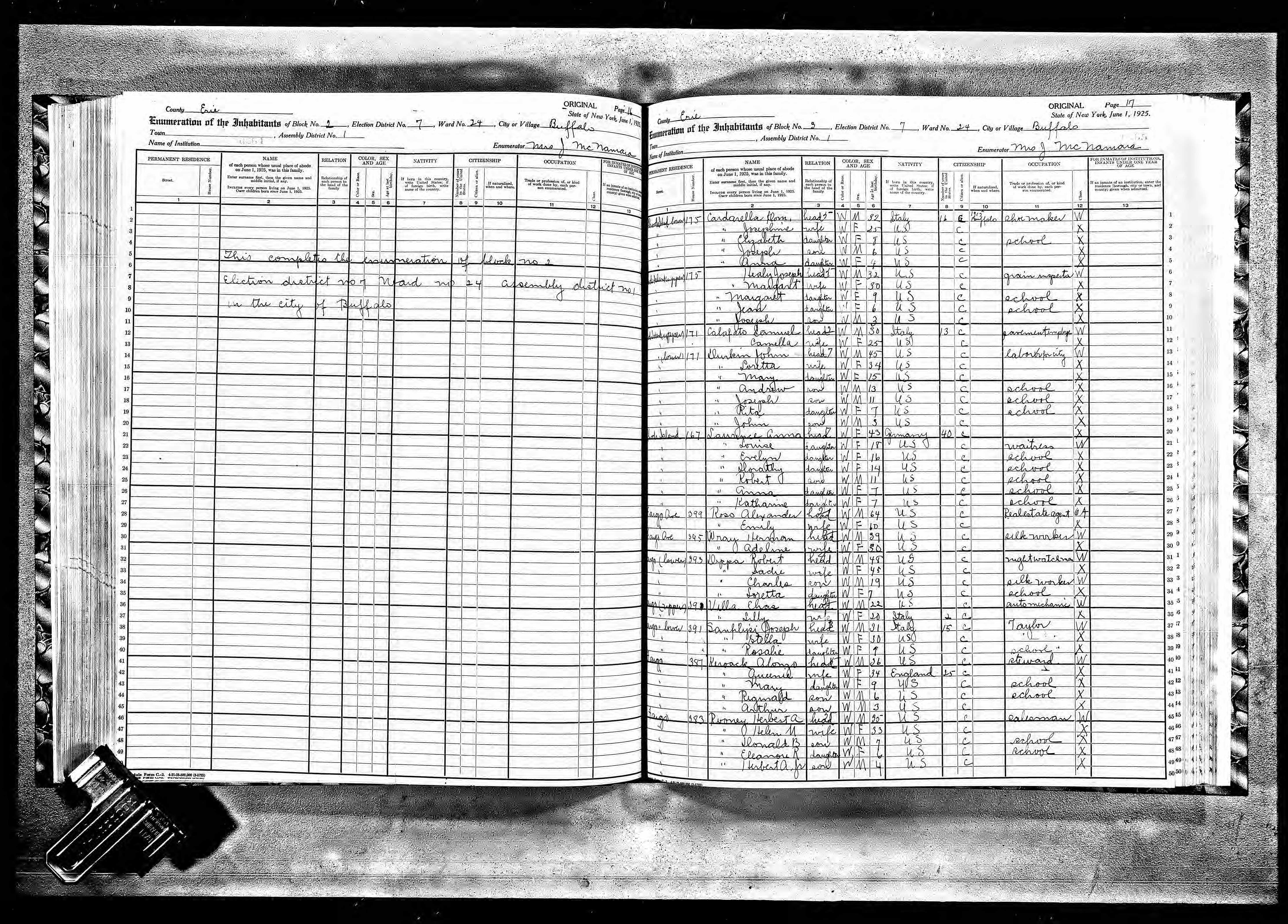 Recensement de l'État de New York 1925