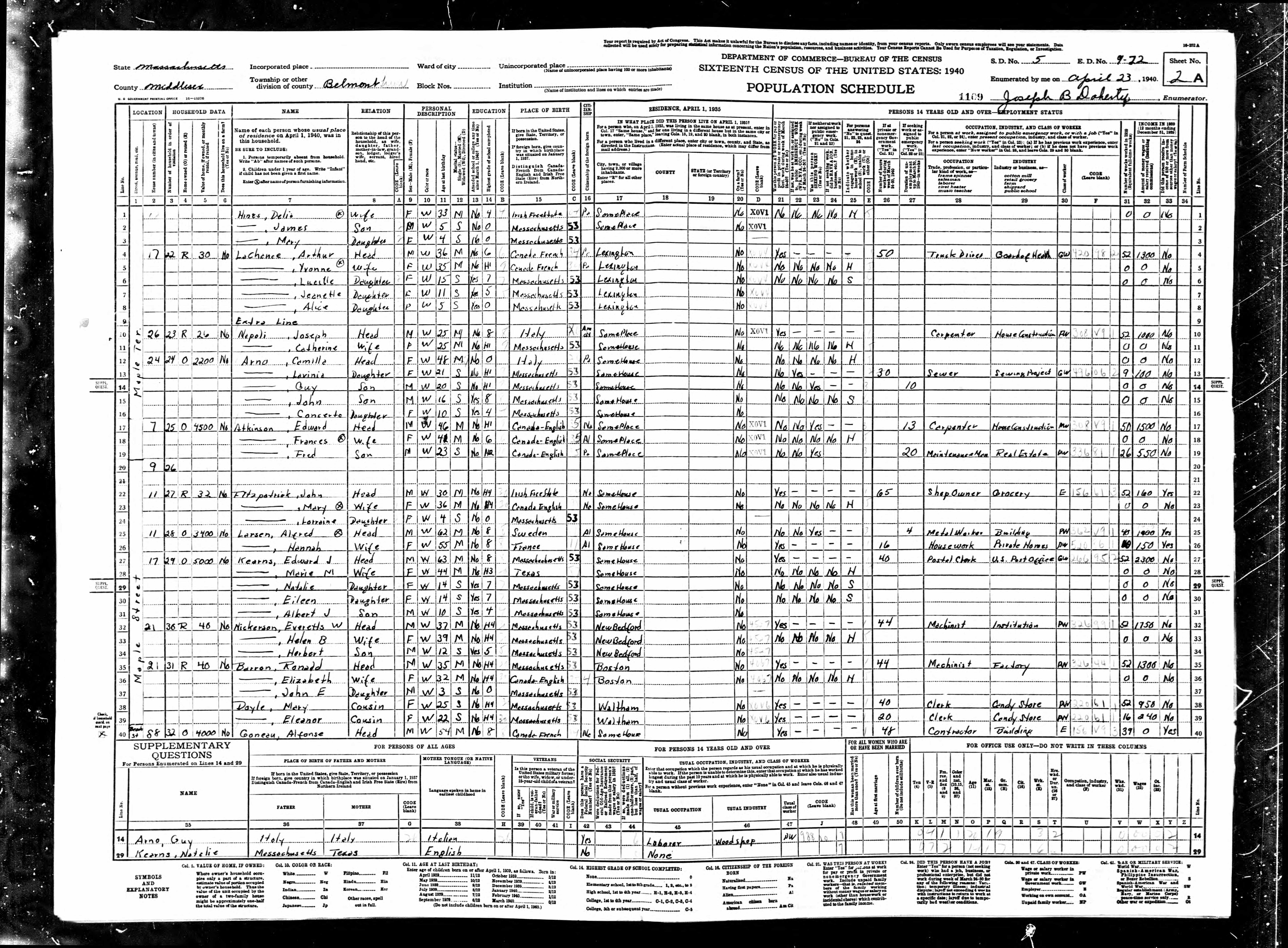 Recensement fédéral américain 1940
