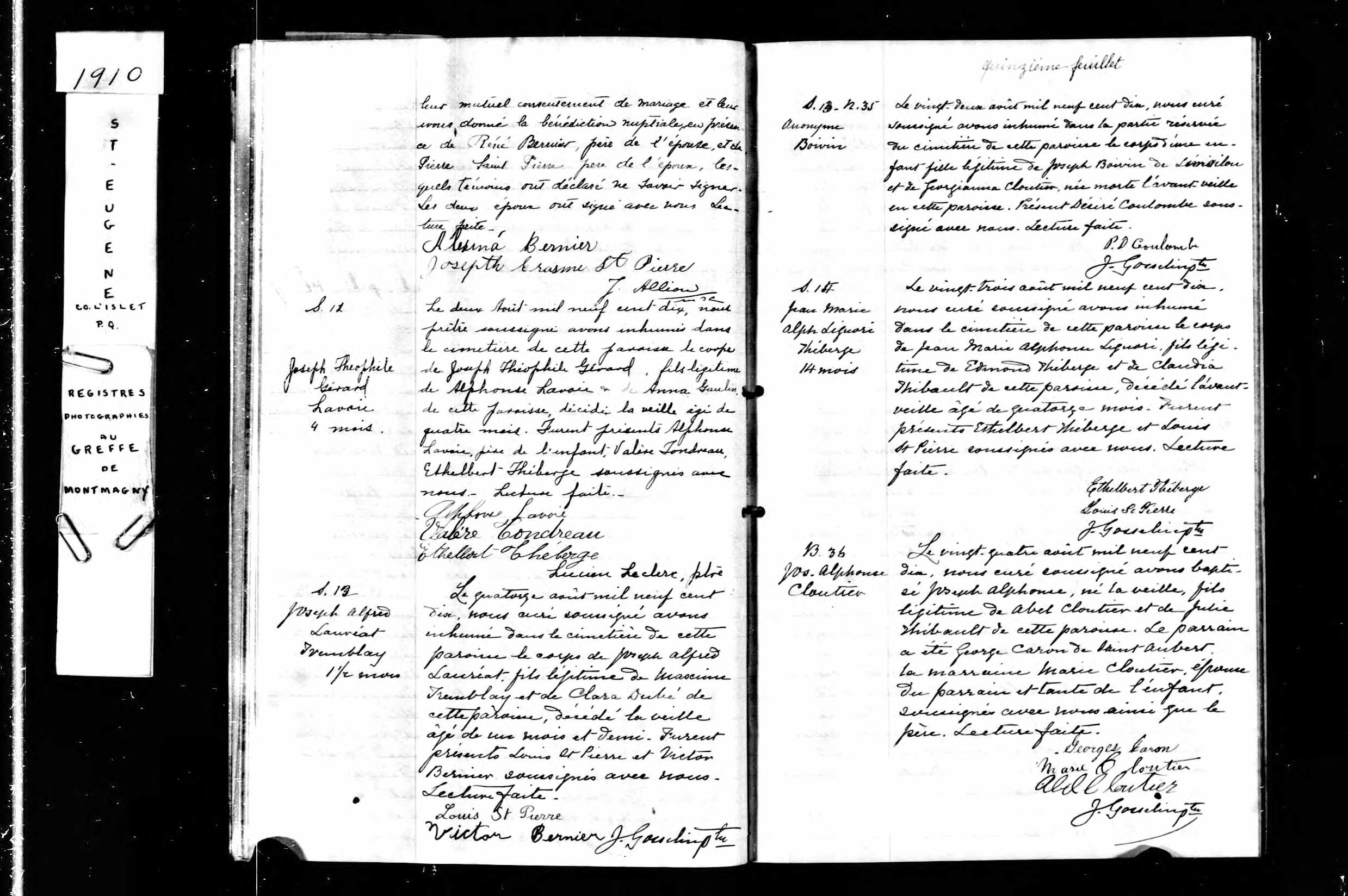 Acte de sépulture Acte de sépulture