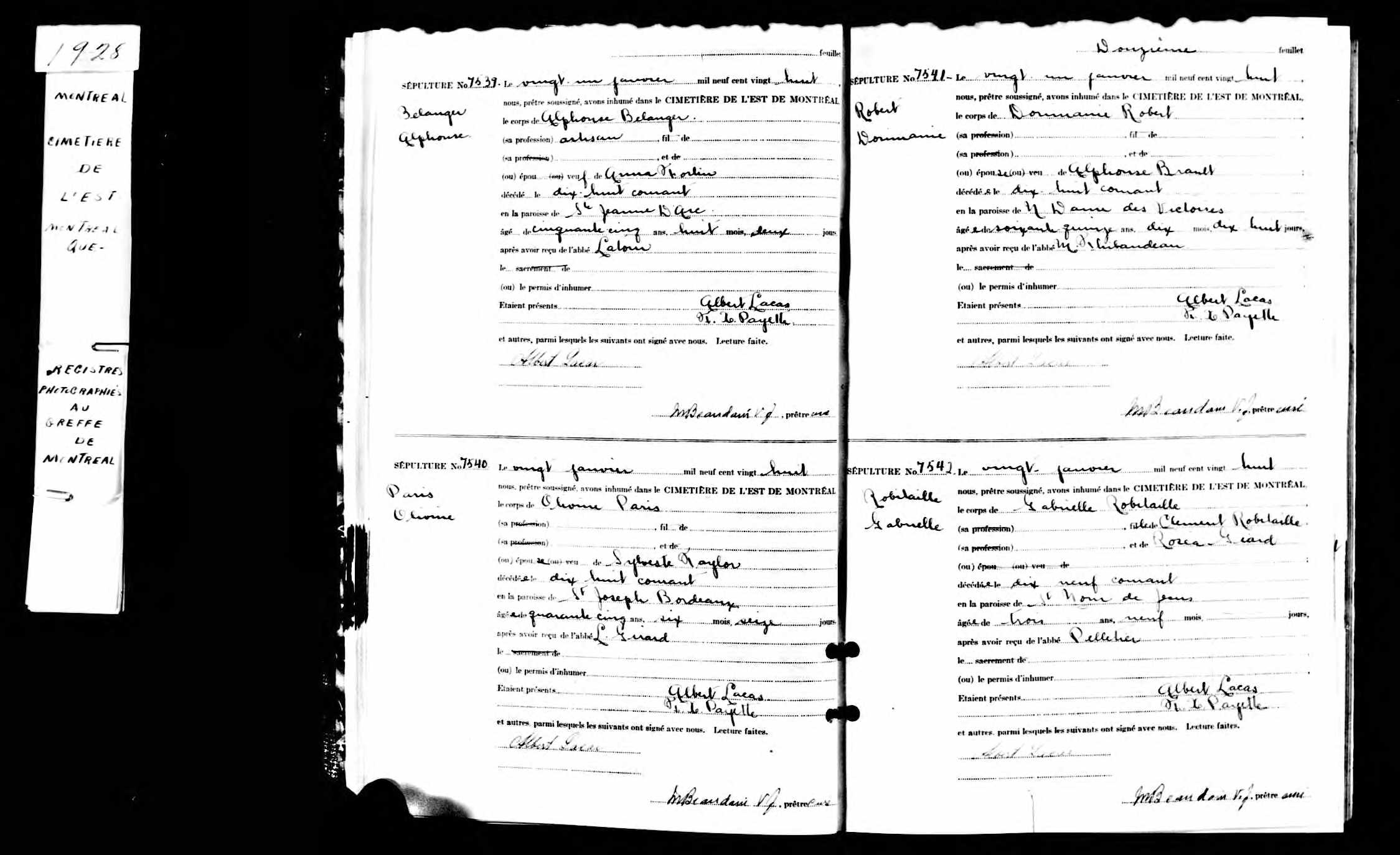 Acte de sépulture