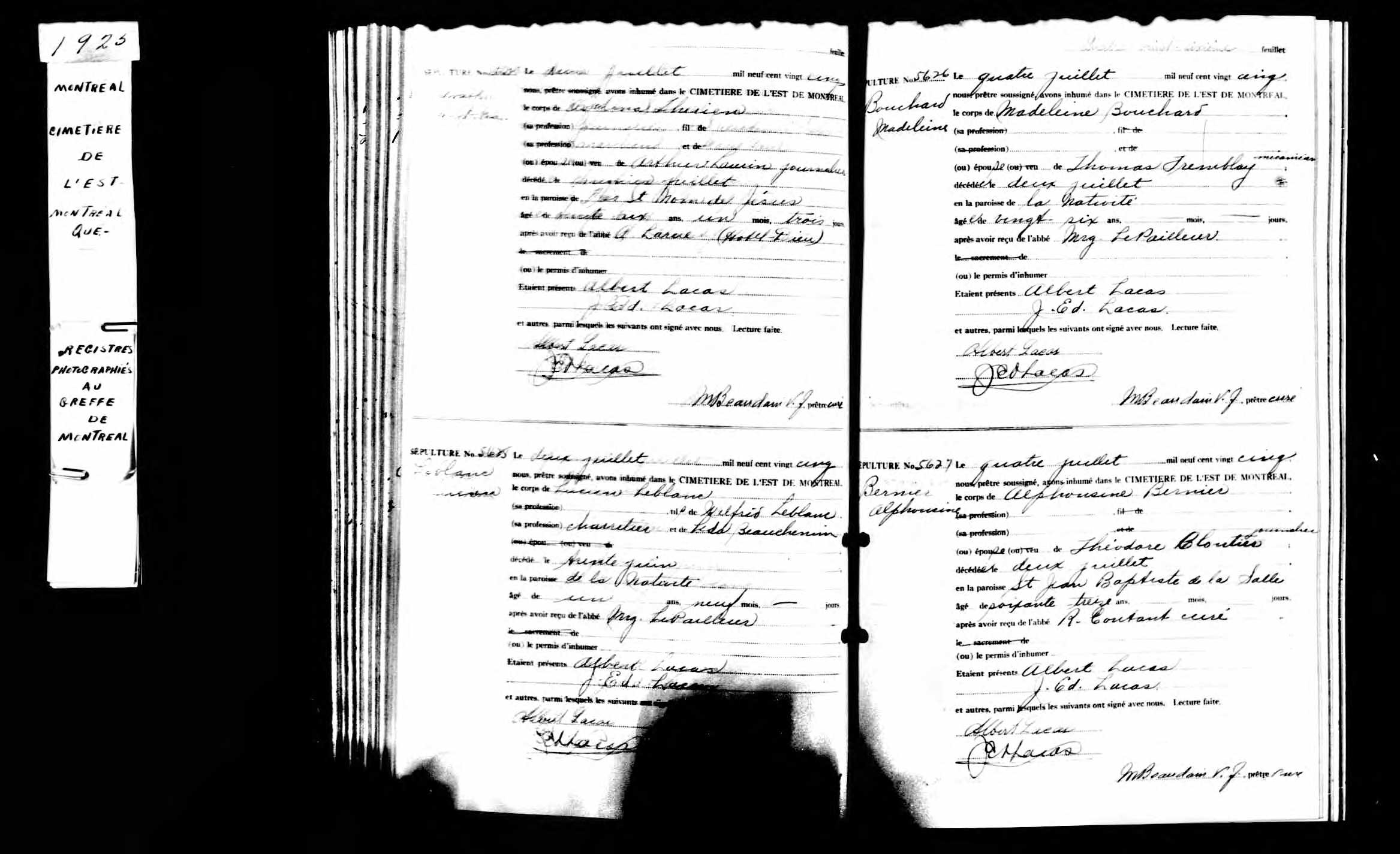 Acte de sépulture