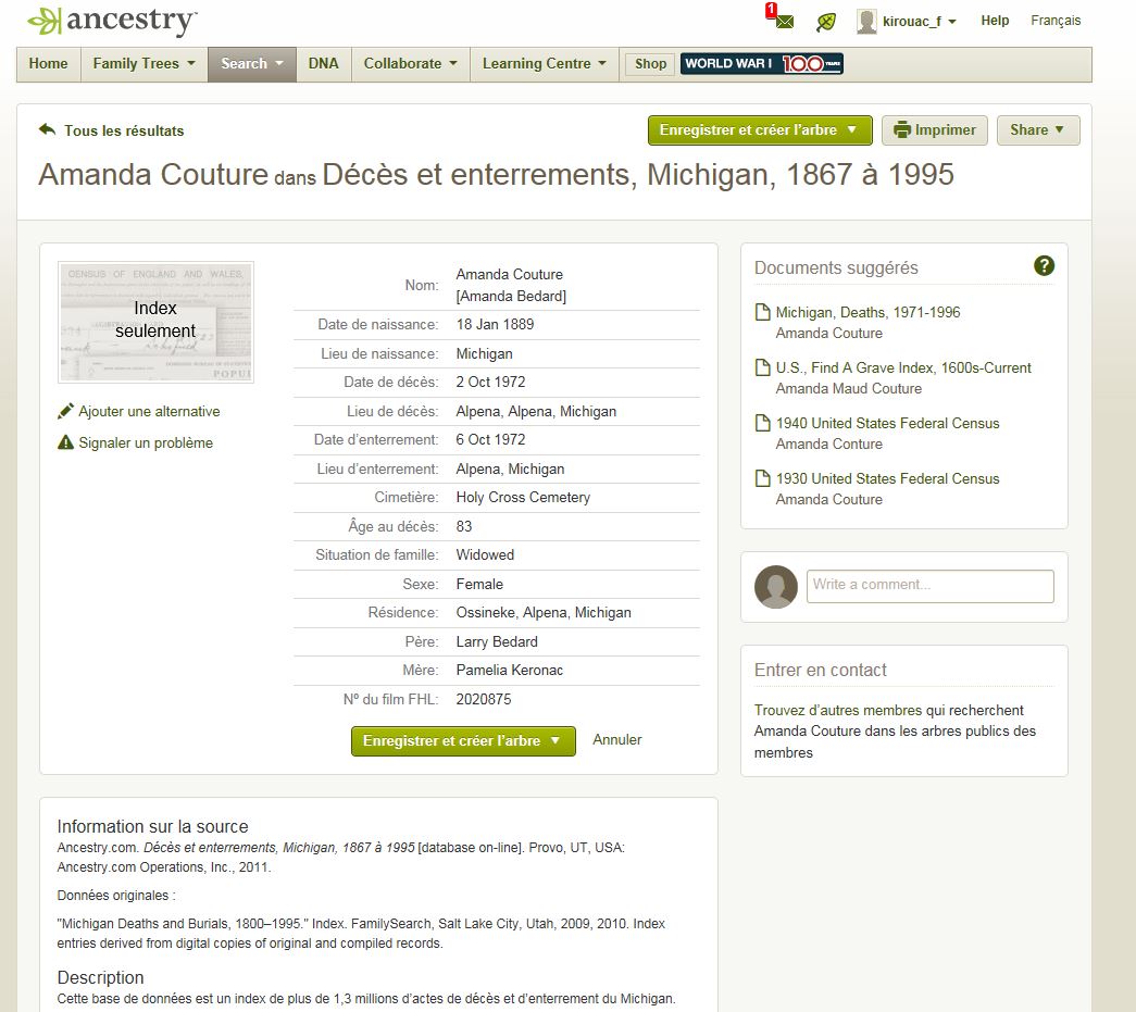 Mention de la date de naissance et de décès