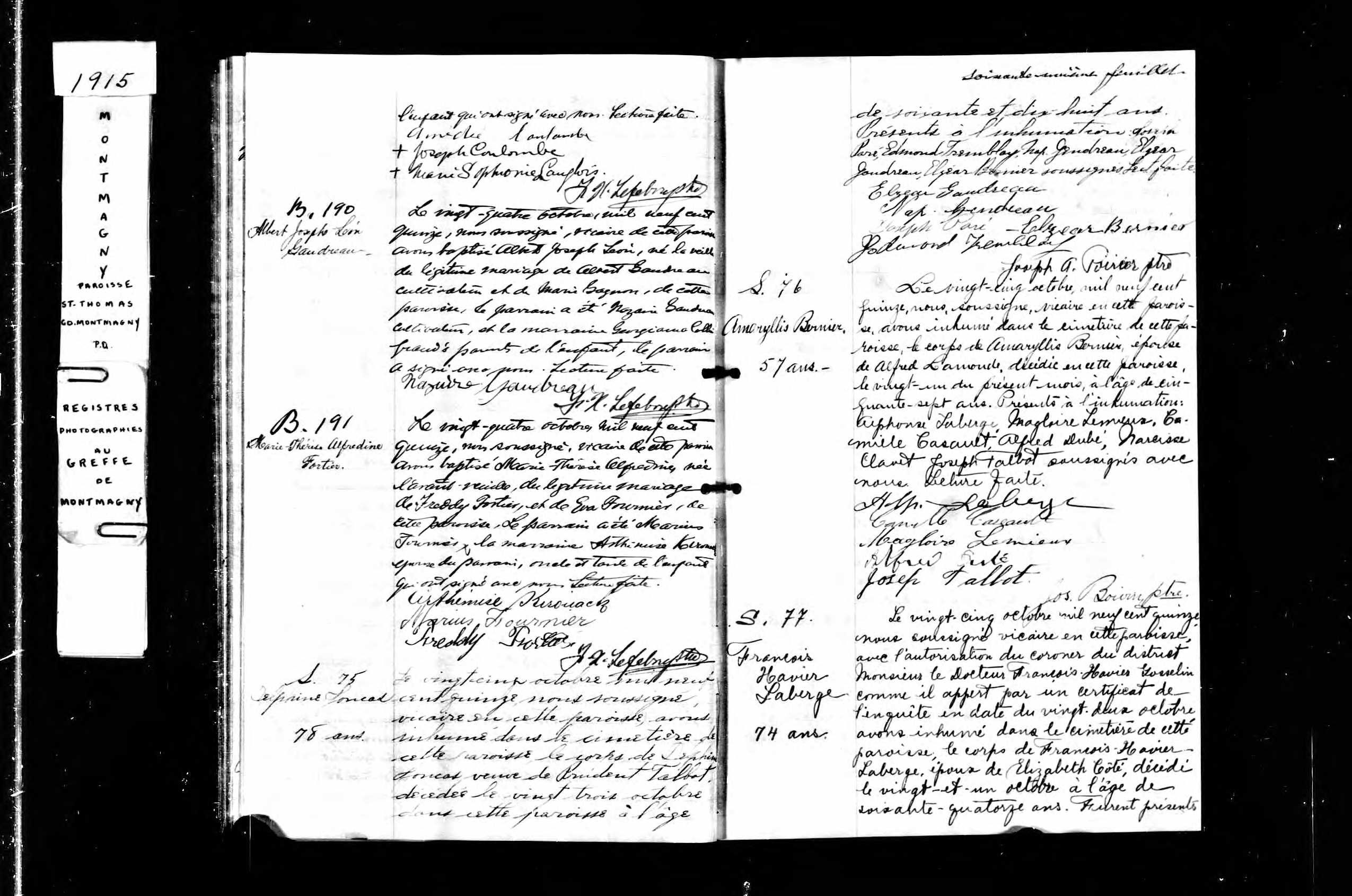 Acte de sépulture