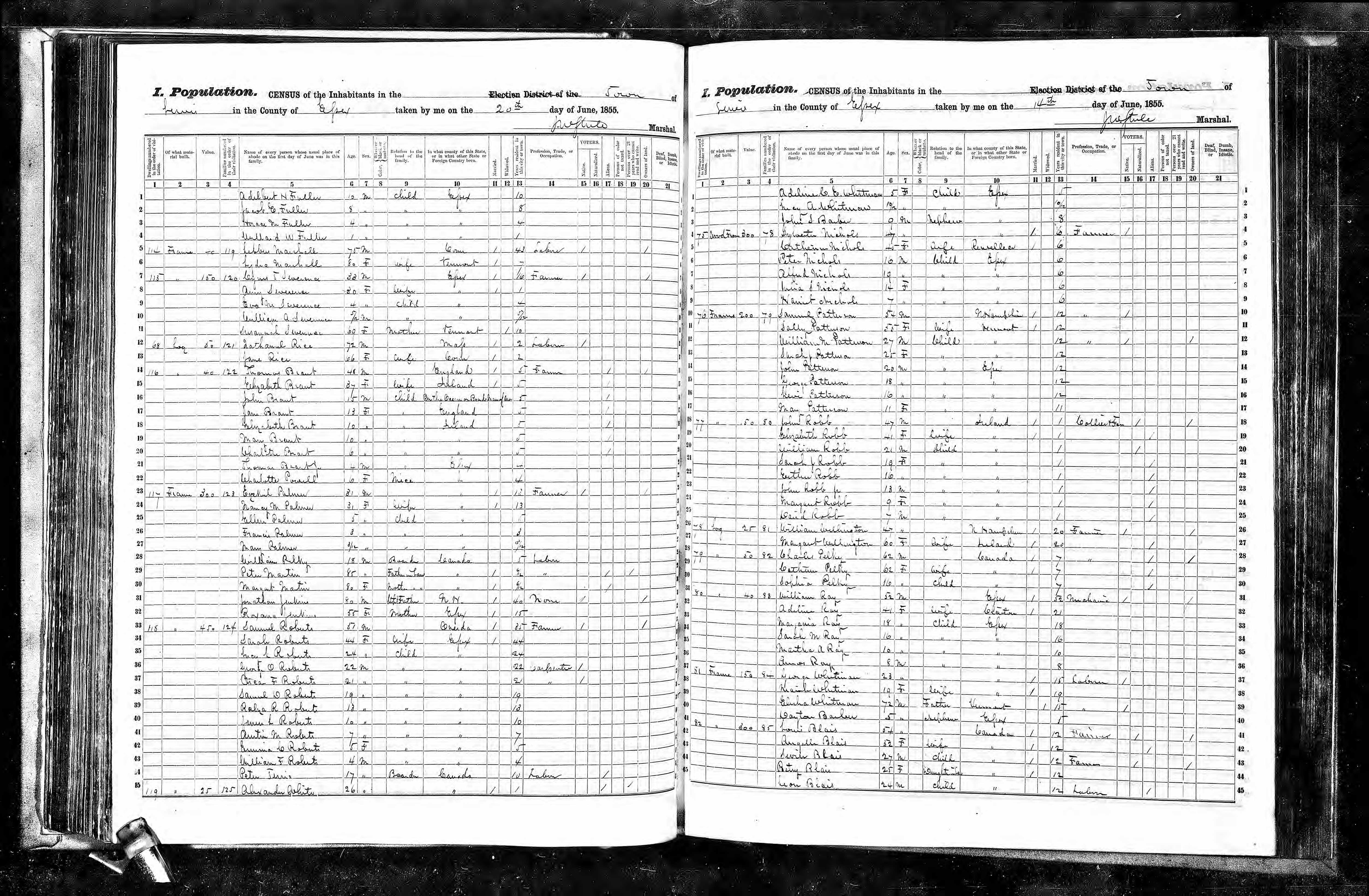 Recensement de l'État de New York 1855
