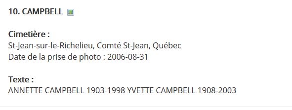 Mention de la sépulture