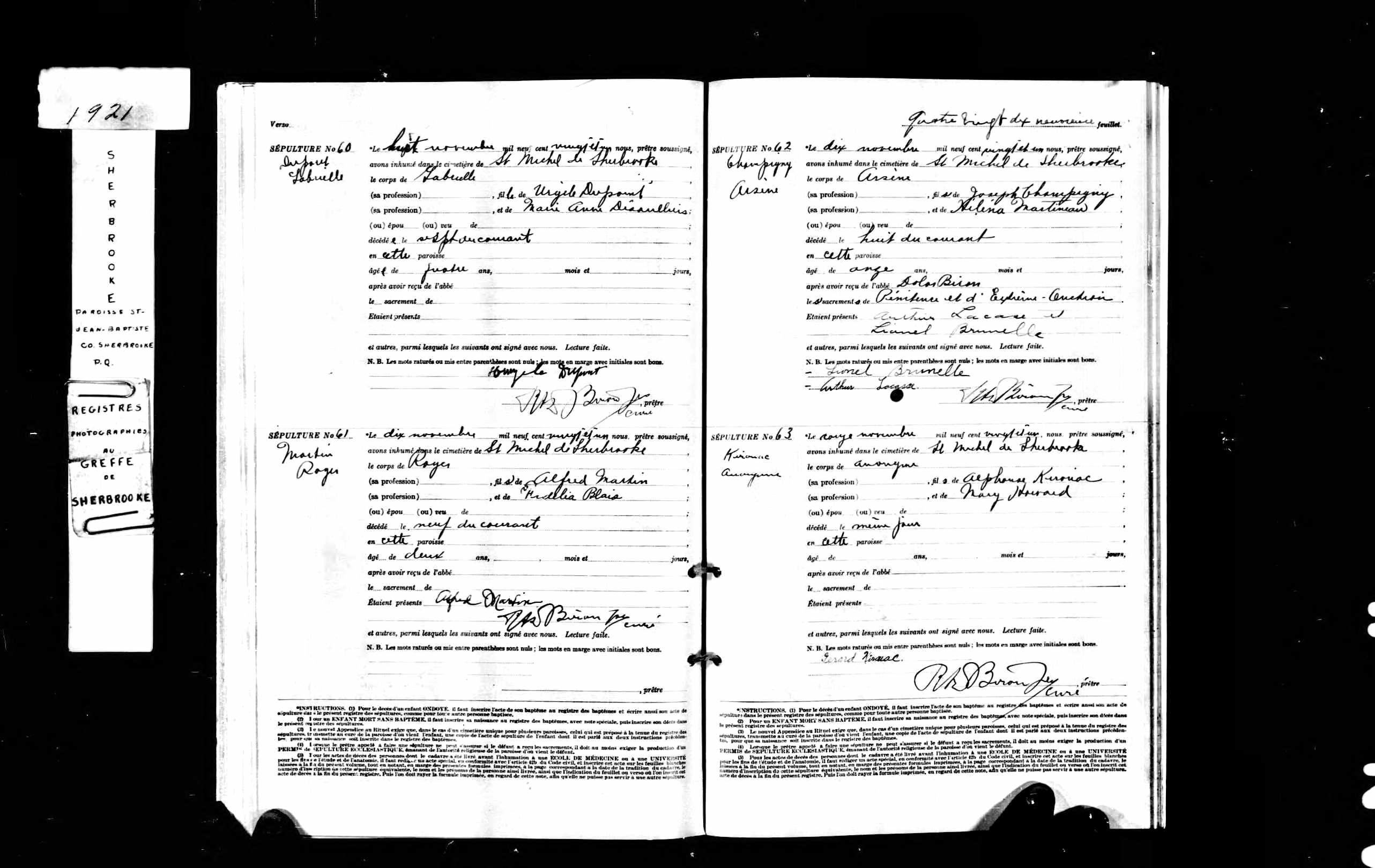 Acte de sépulture