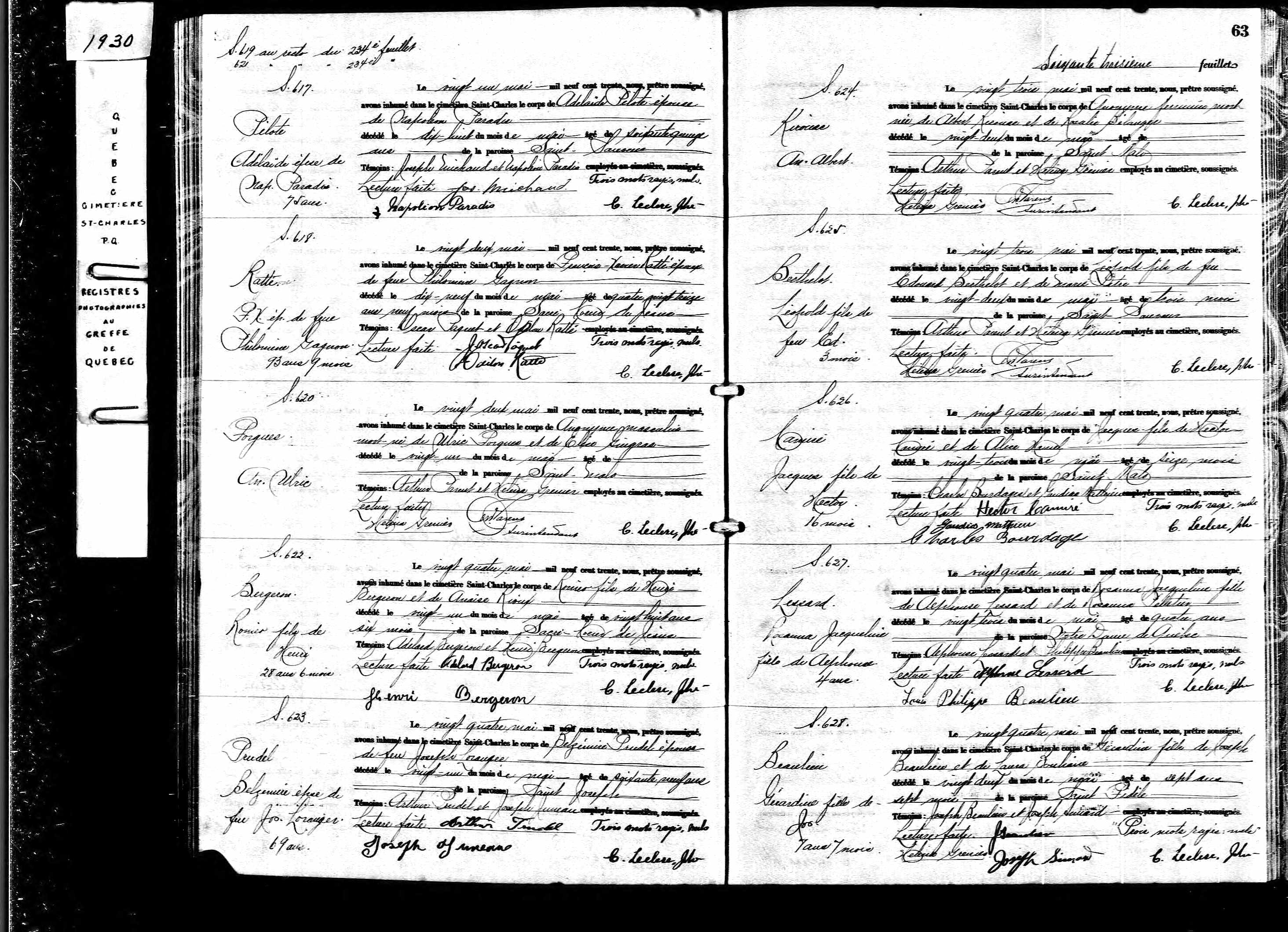 Acte de sépulture Acte de sépulture