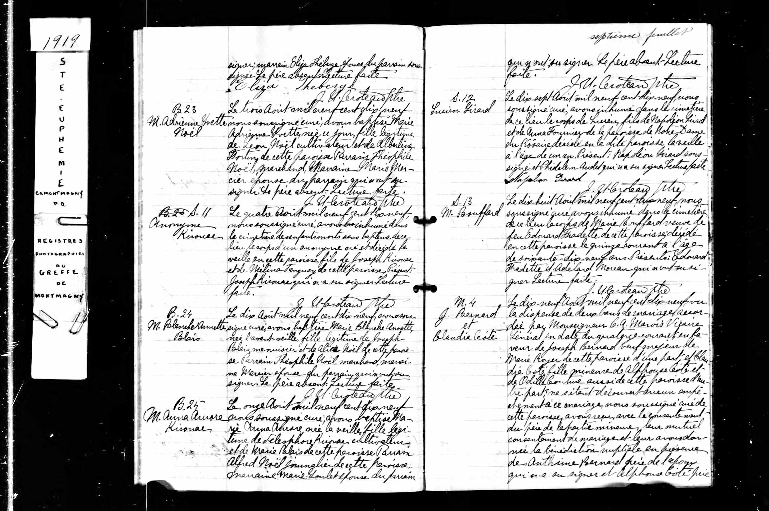 Acte de sépulture Acte de sépulture