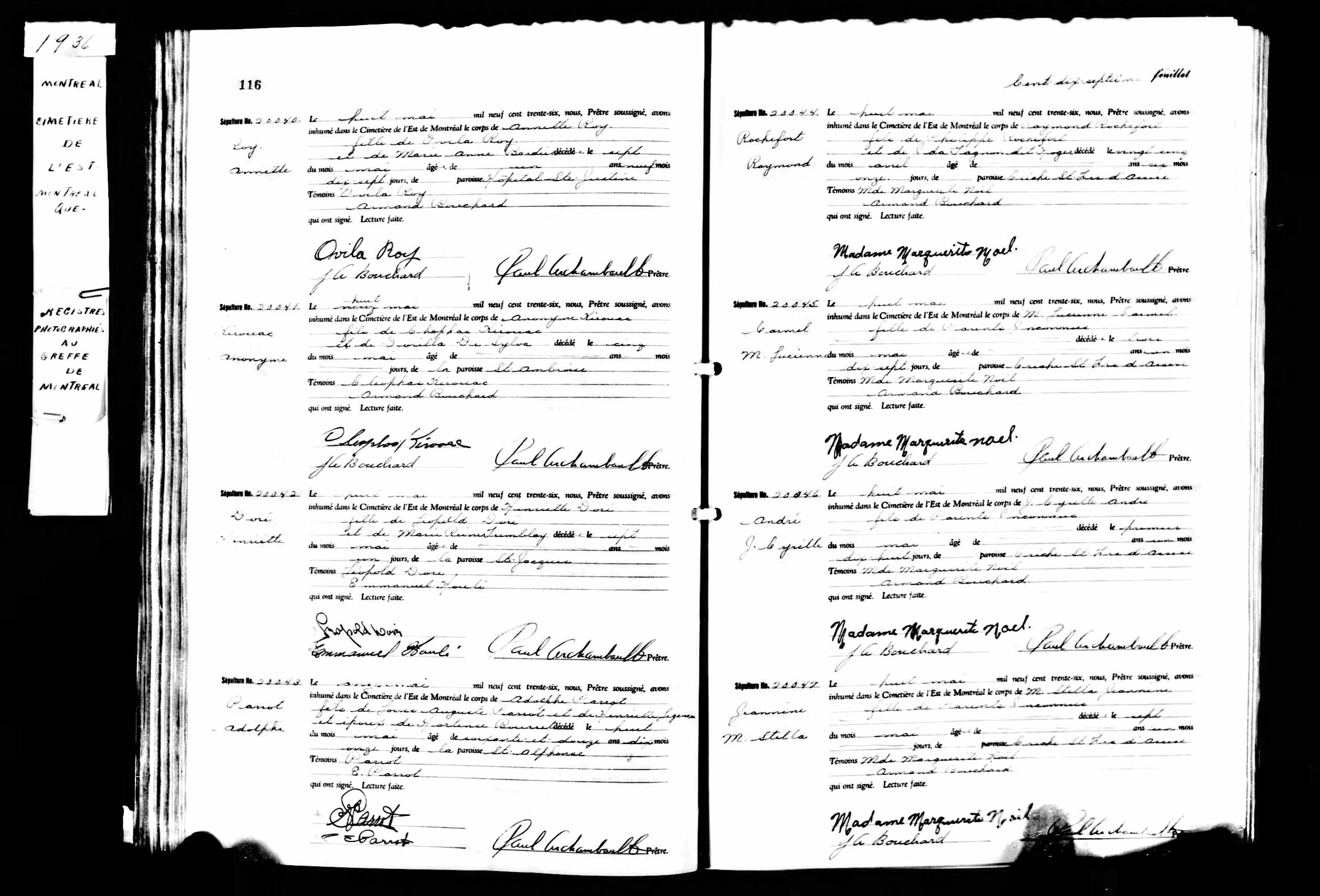Acte de sépulture Acte de sépulture