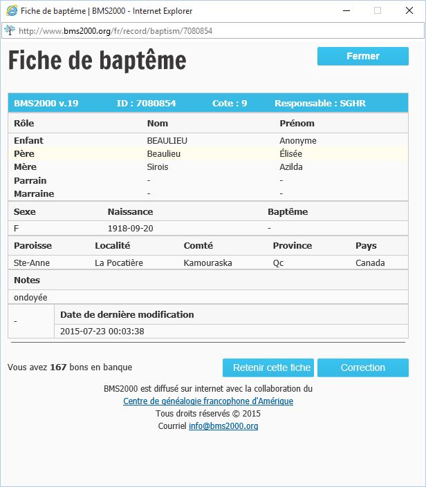 Fiche de sépulture de la base de données BMS2000