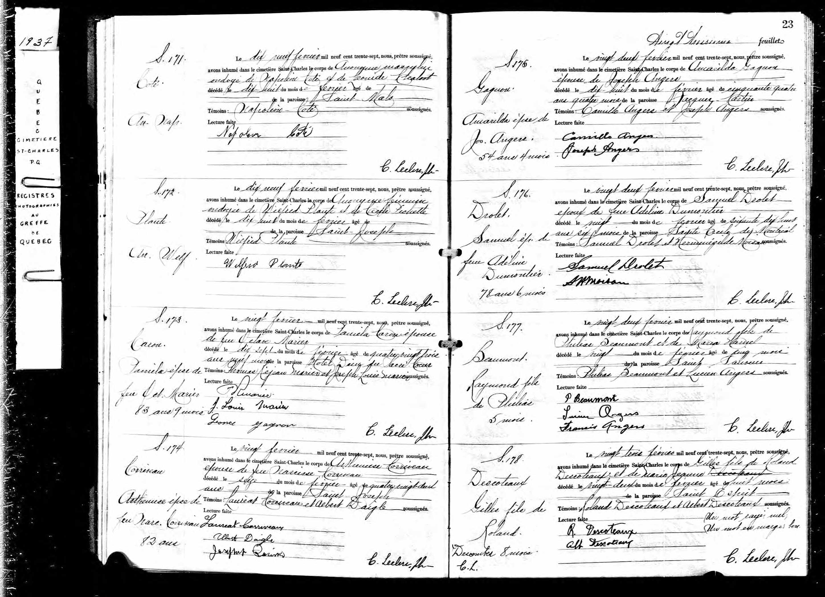 Acte de sépulture