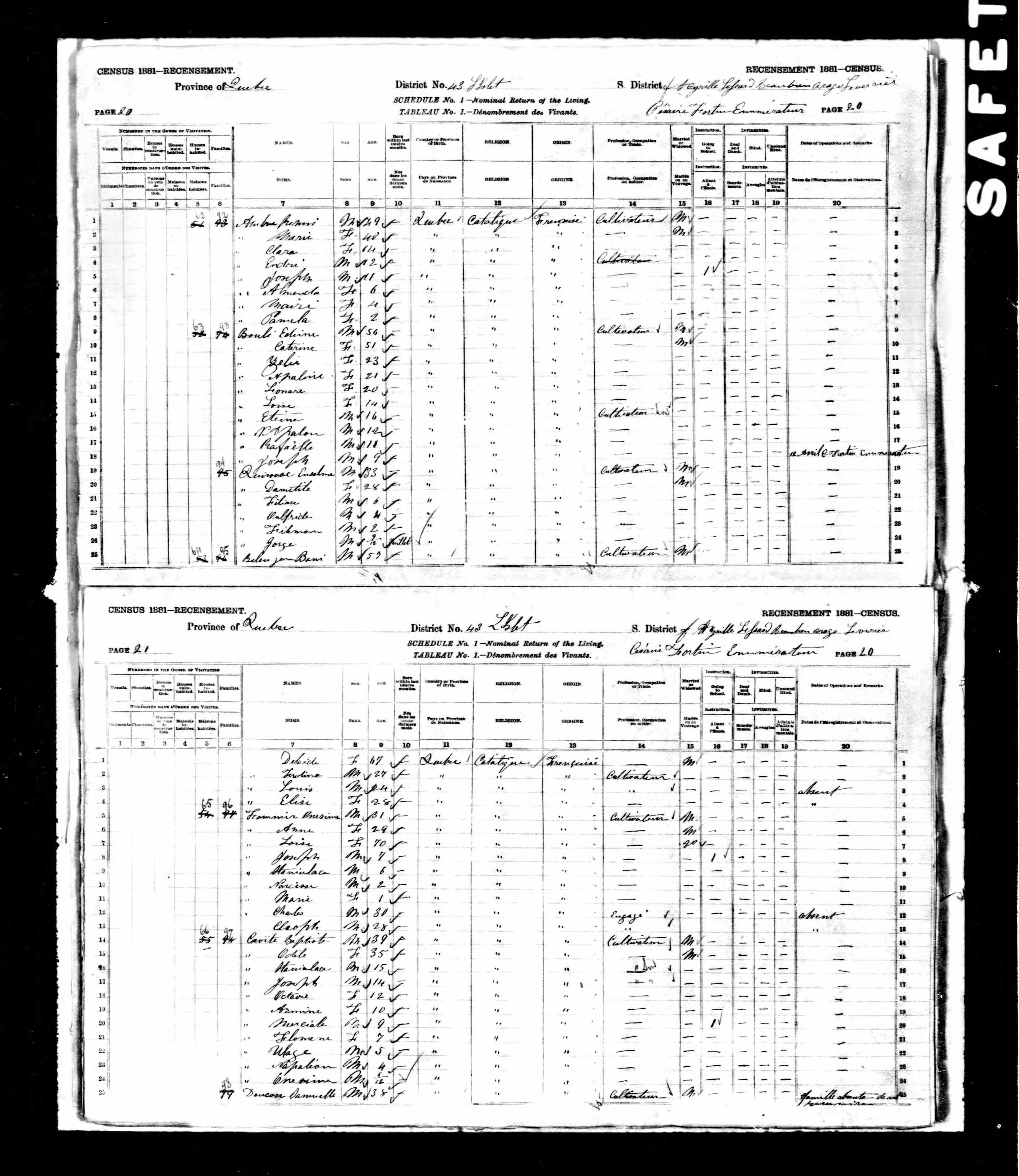 Recensement canadien 1881