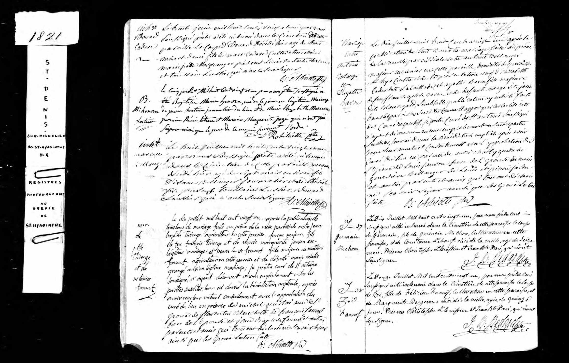 Acte de mariage en troisièmes noces