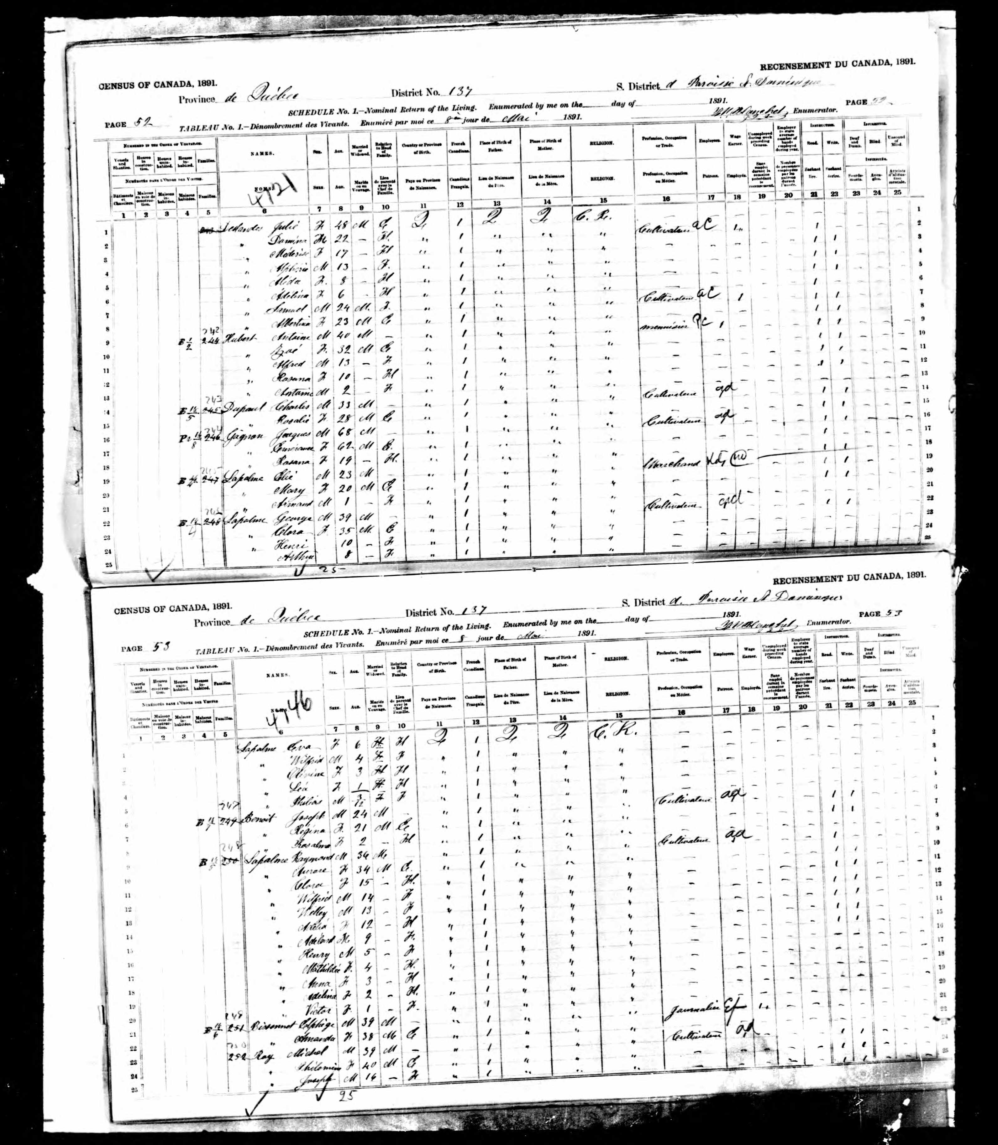 Recensement canadien 1891
