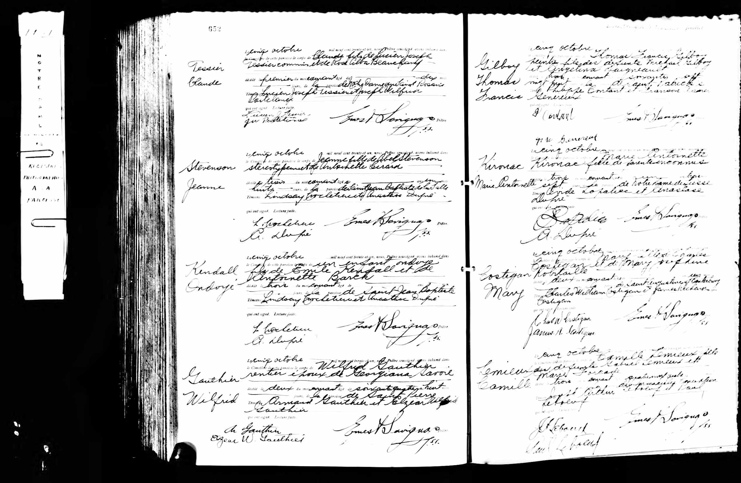 Acte de sépulture