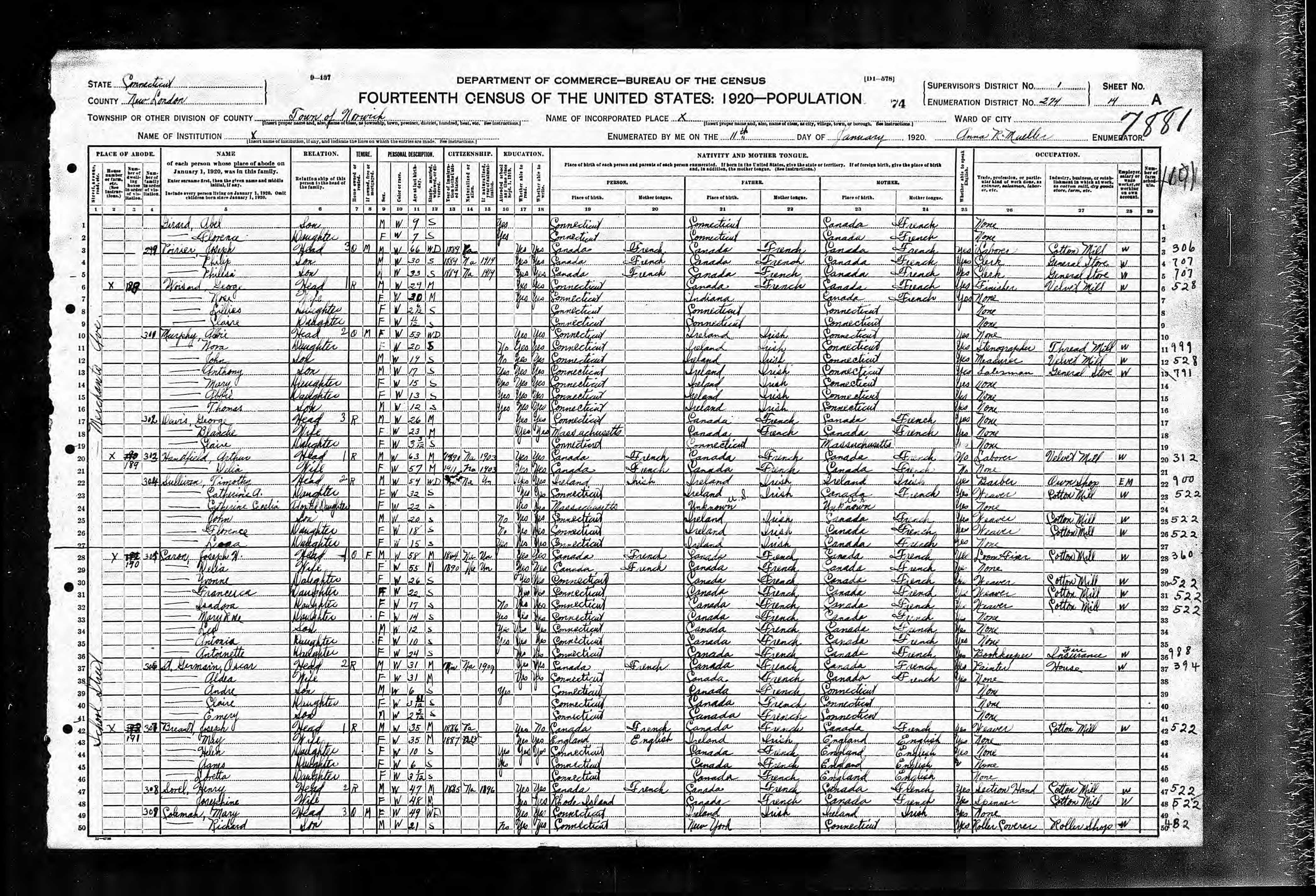 Recensement fédéral américain 1920