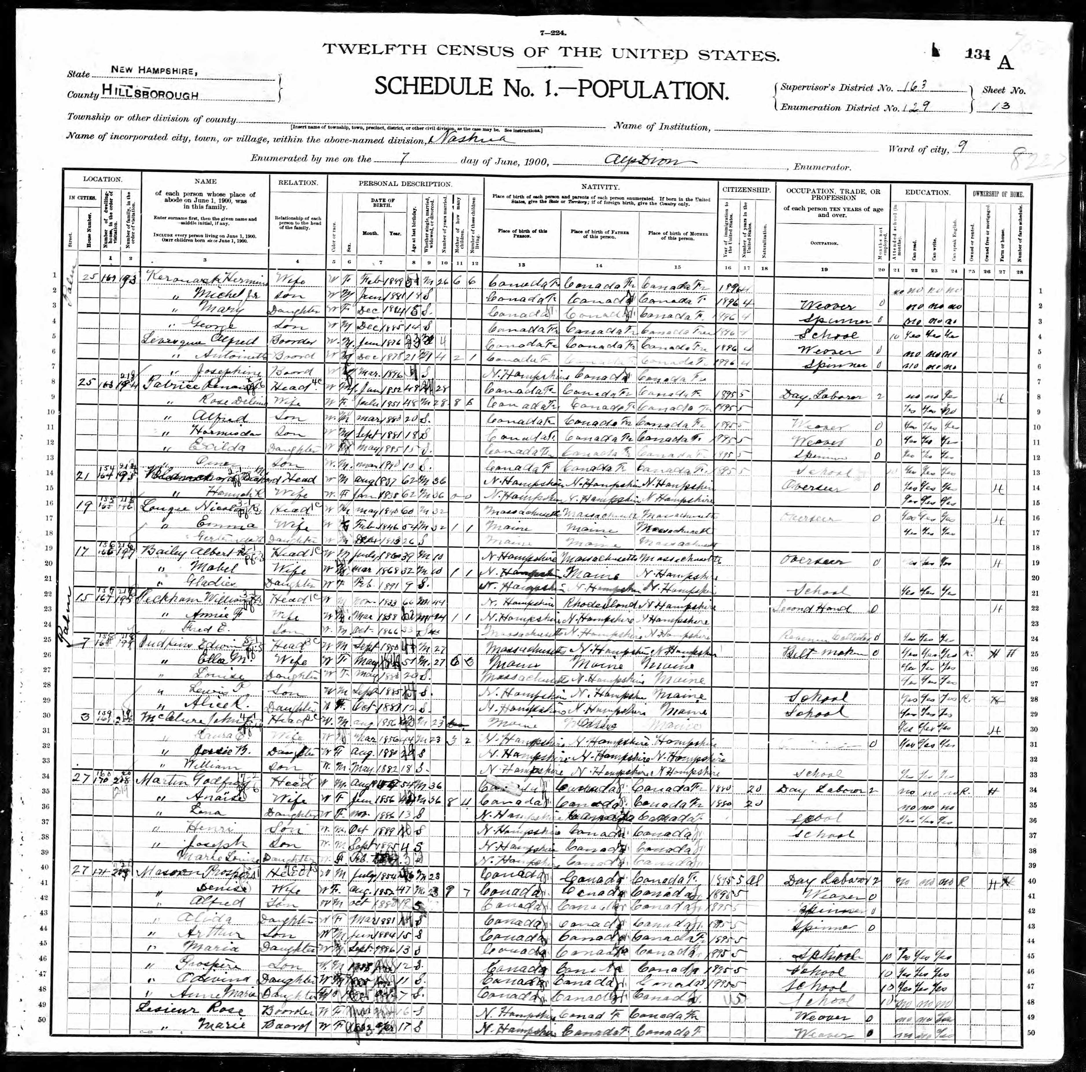 Recensement fédéral américain 1900
