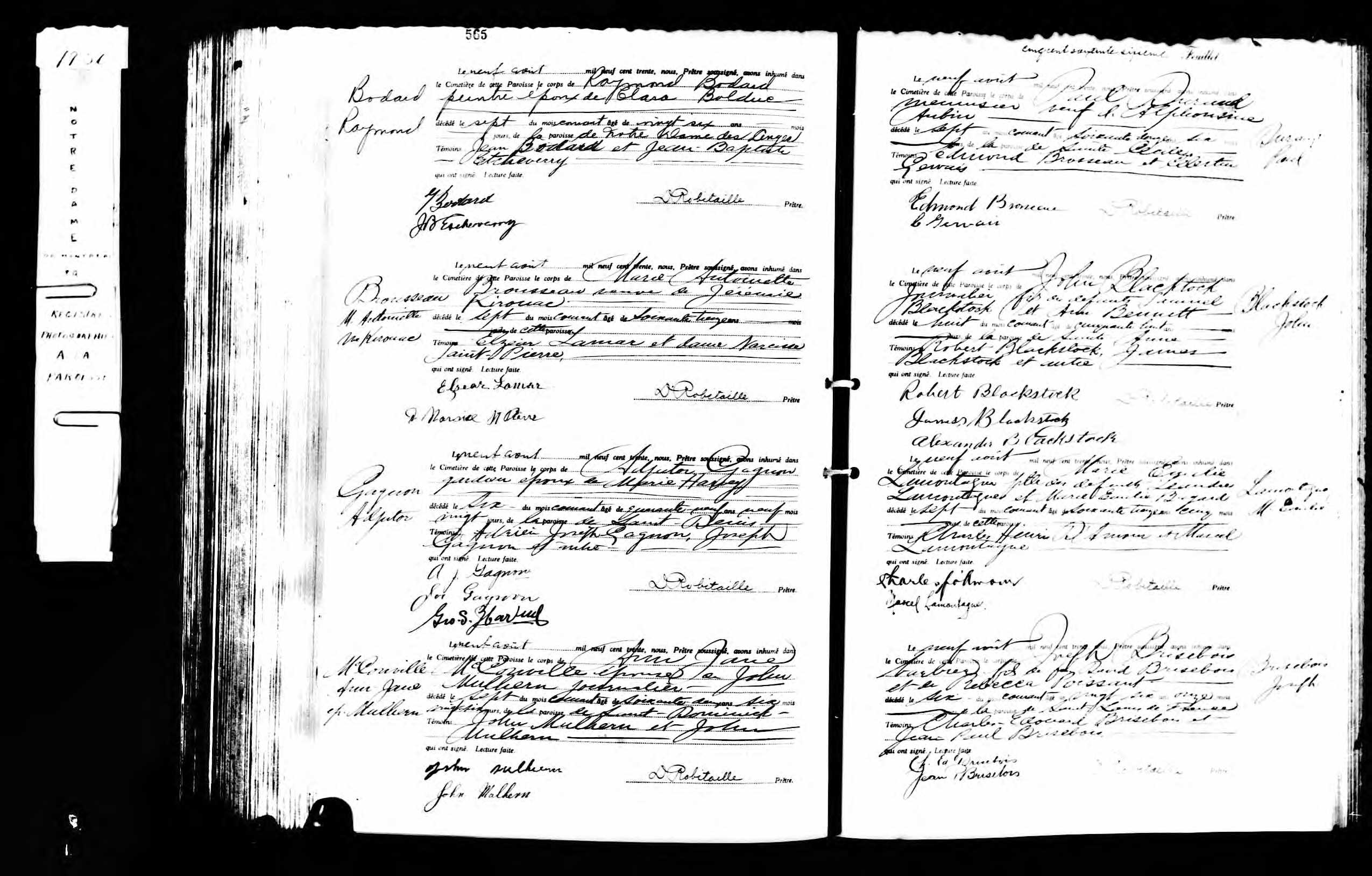 Acte de sépulture