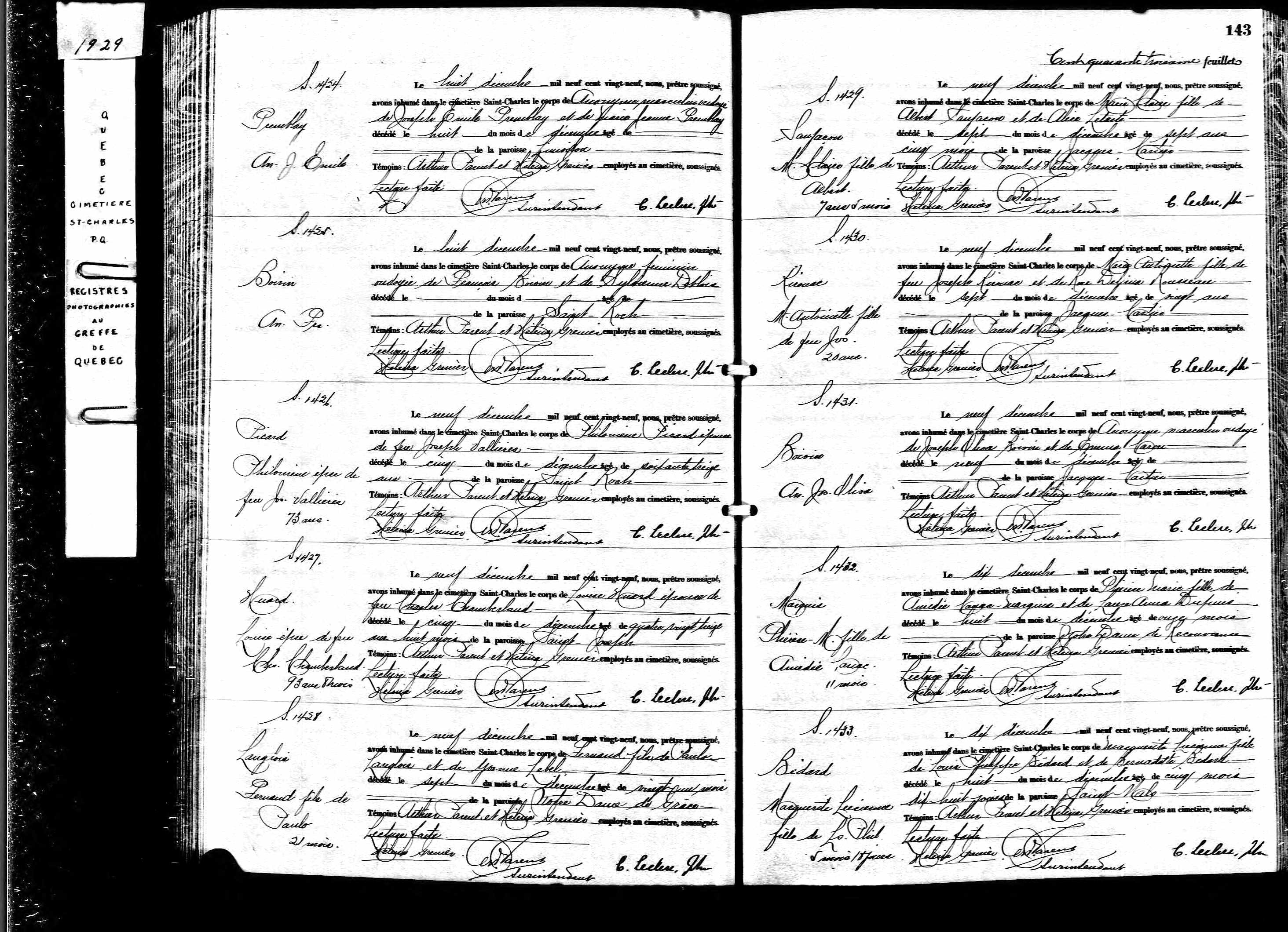 Acte de sépulture