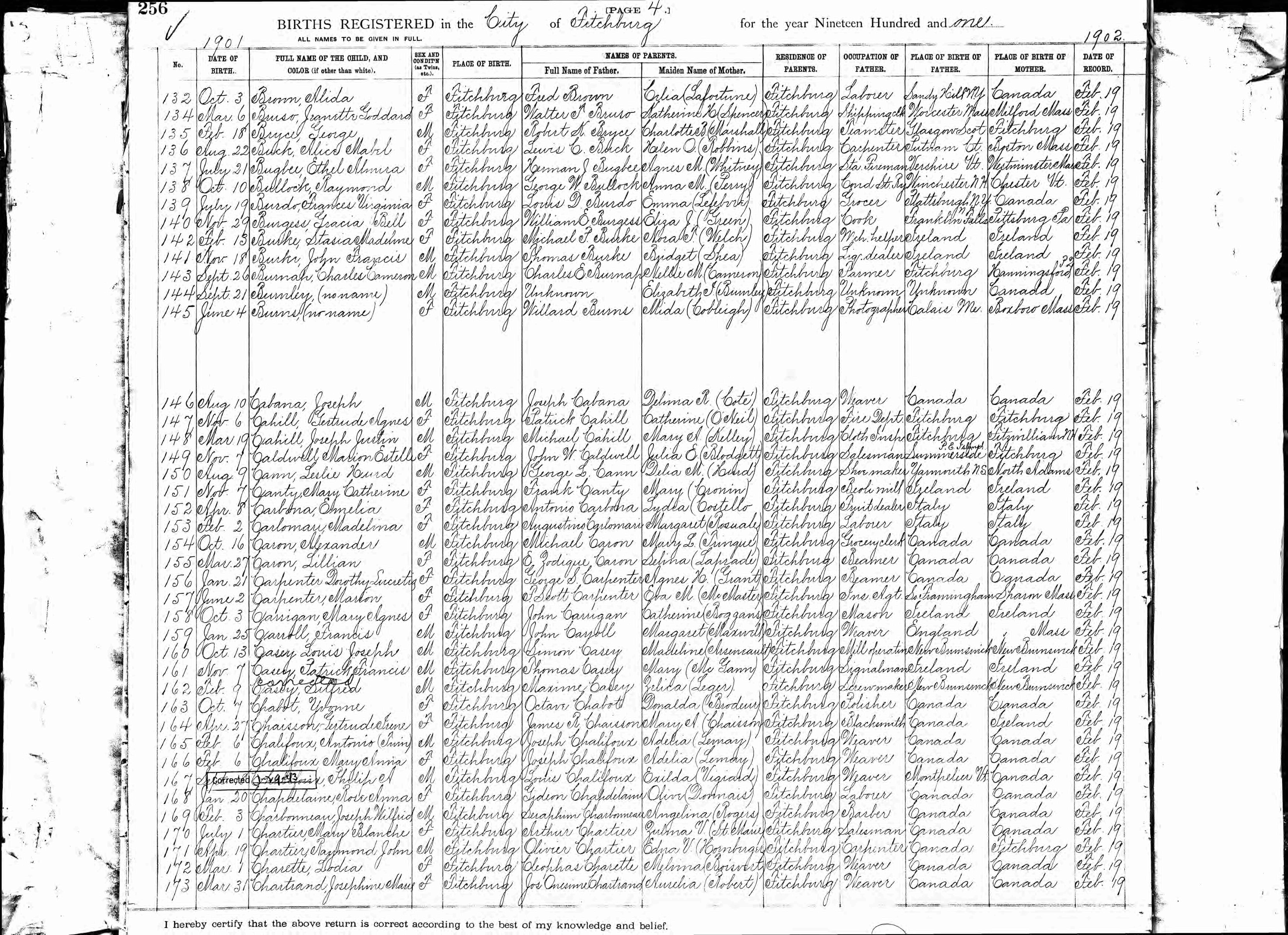 Enregistrement de la naissance