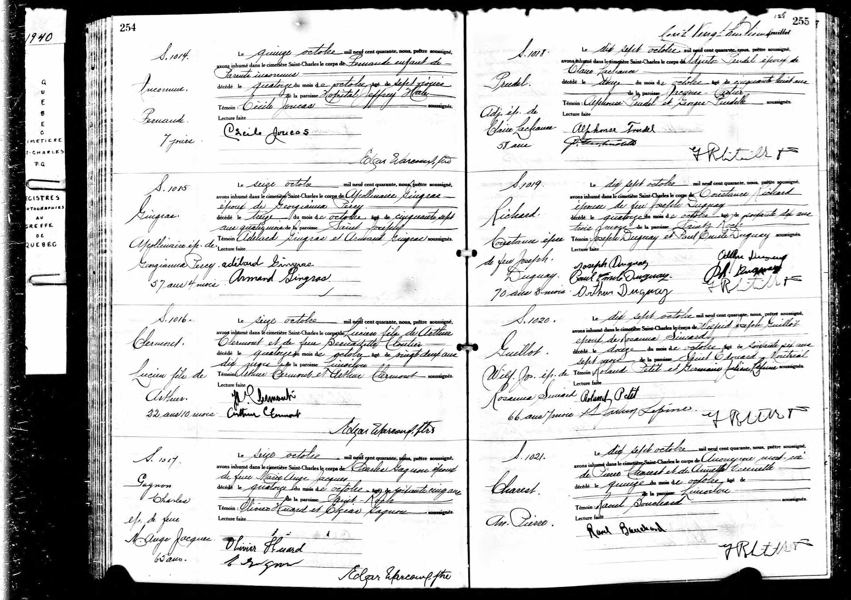 Acte de sépulture