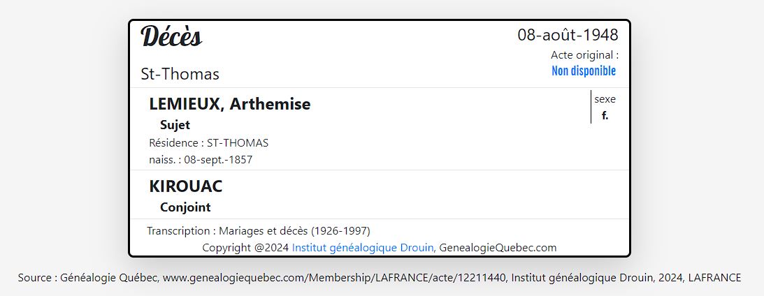 Mention du décès