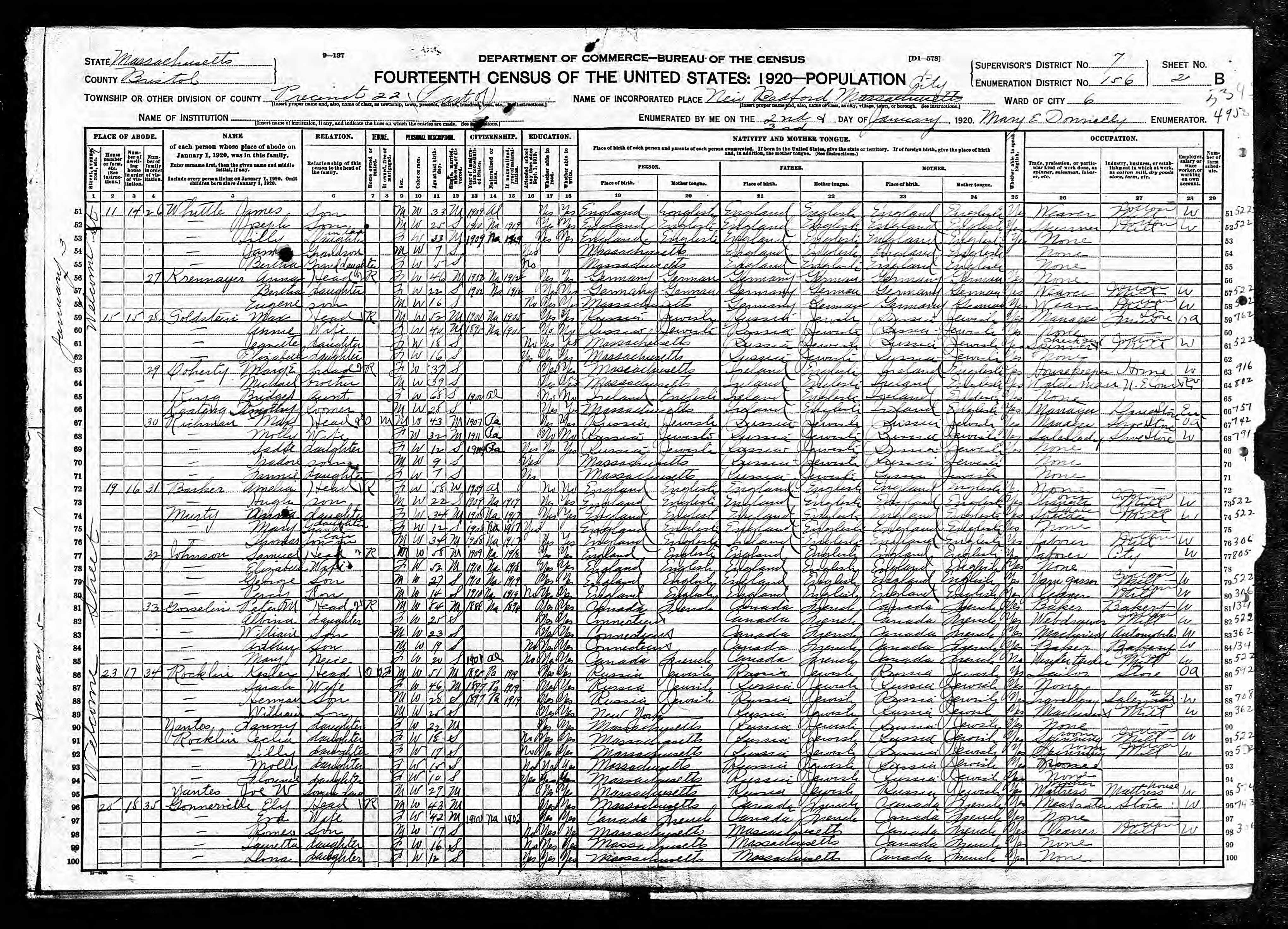 Recensement fédéral américain 1920