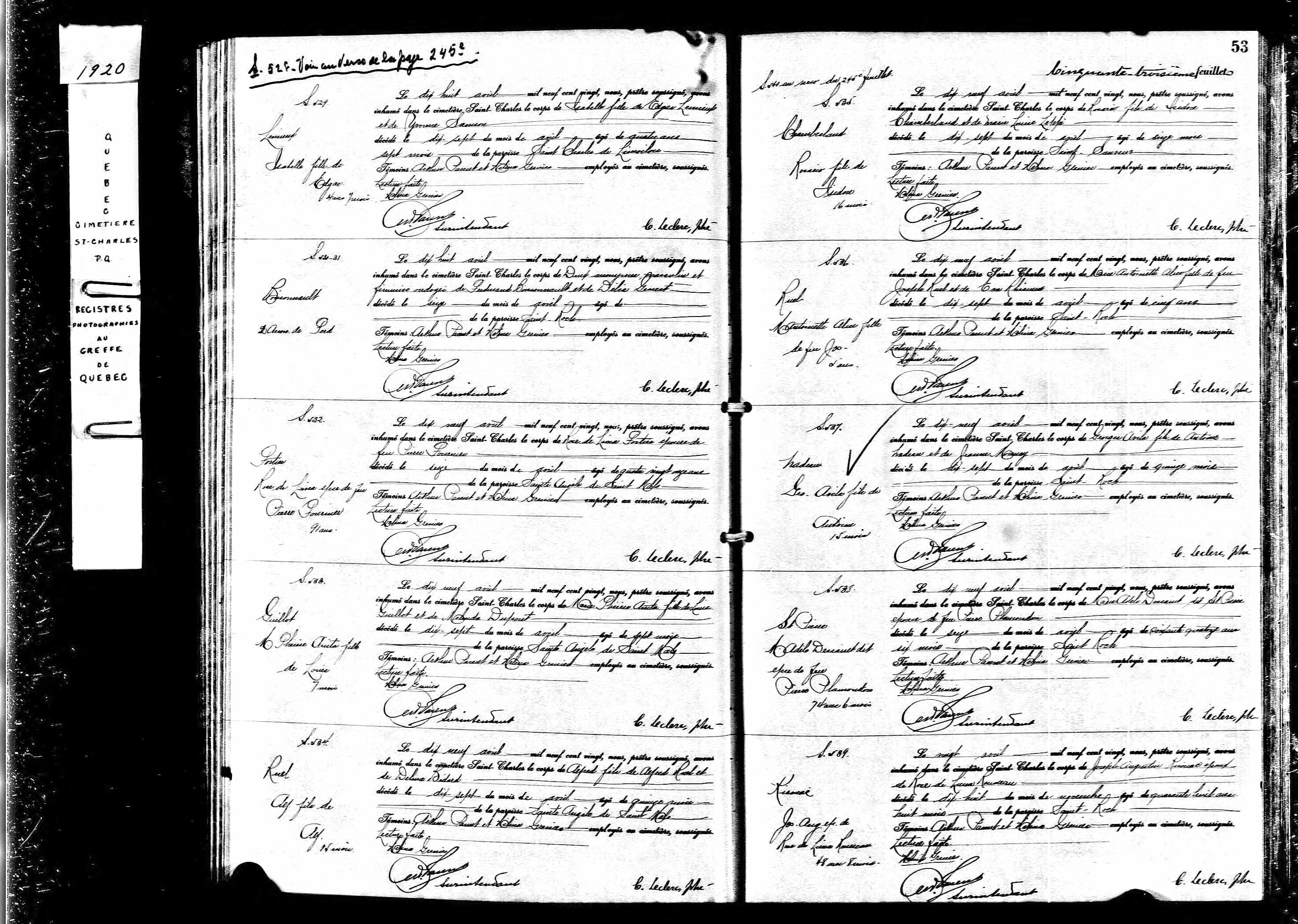 Acte de sépulture