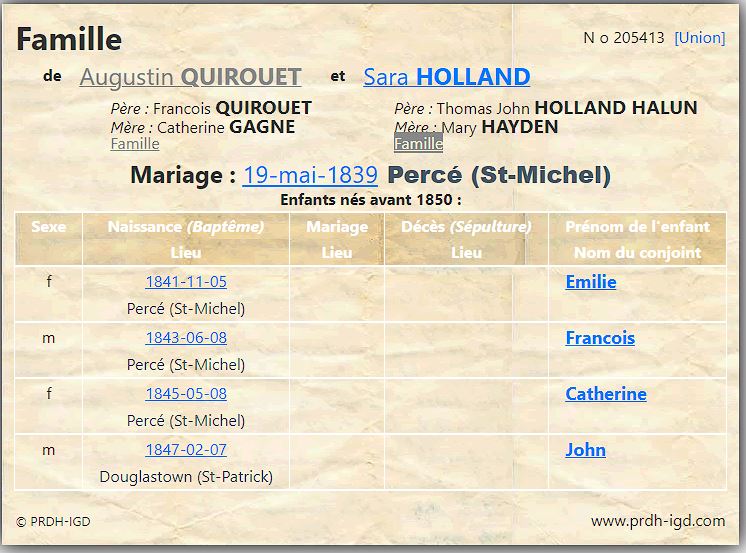 Fiche de famille du PRDH