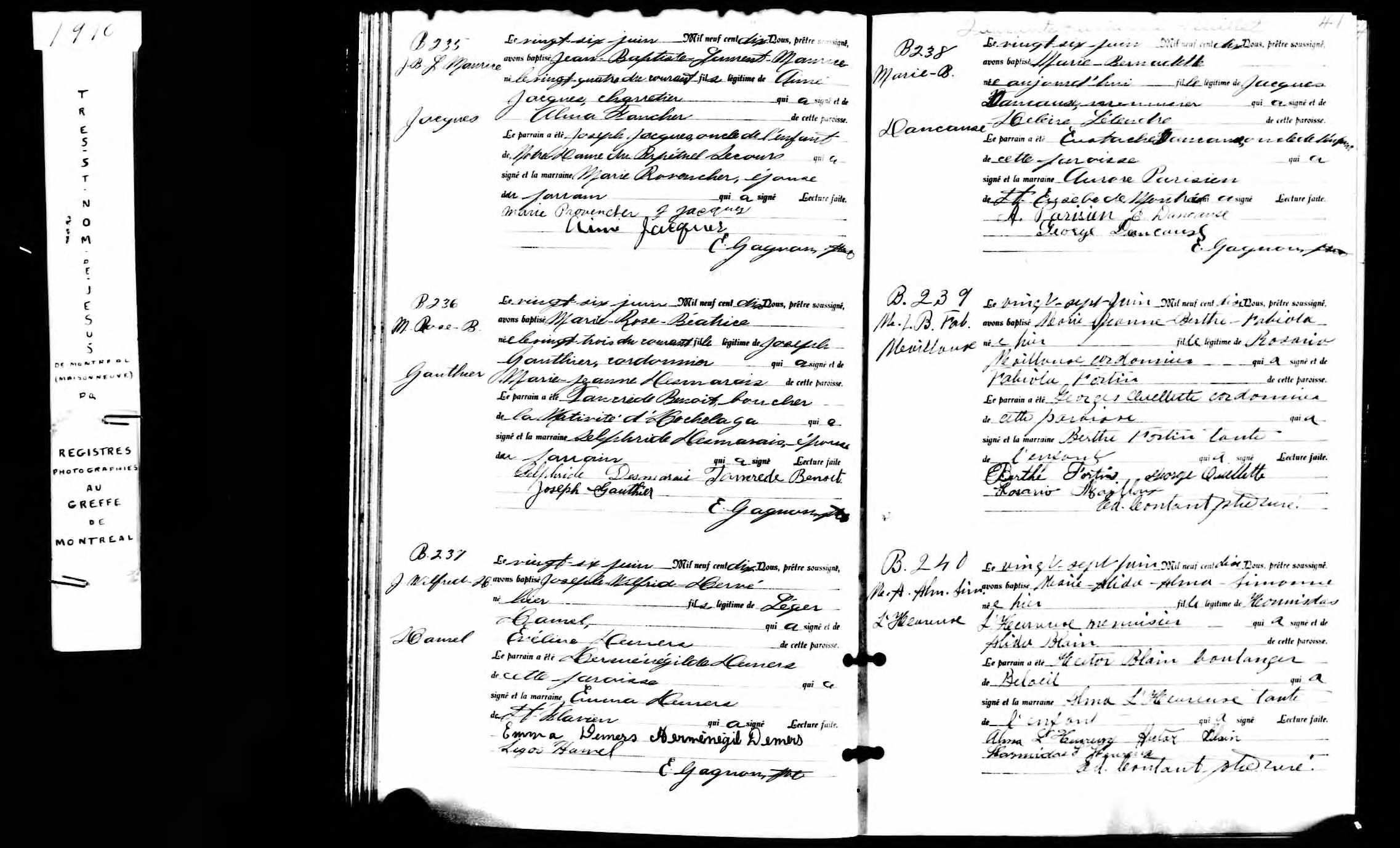 Acte de baptême Acte de baptême