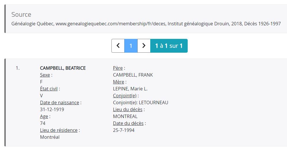 Mention du décès
