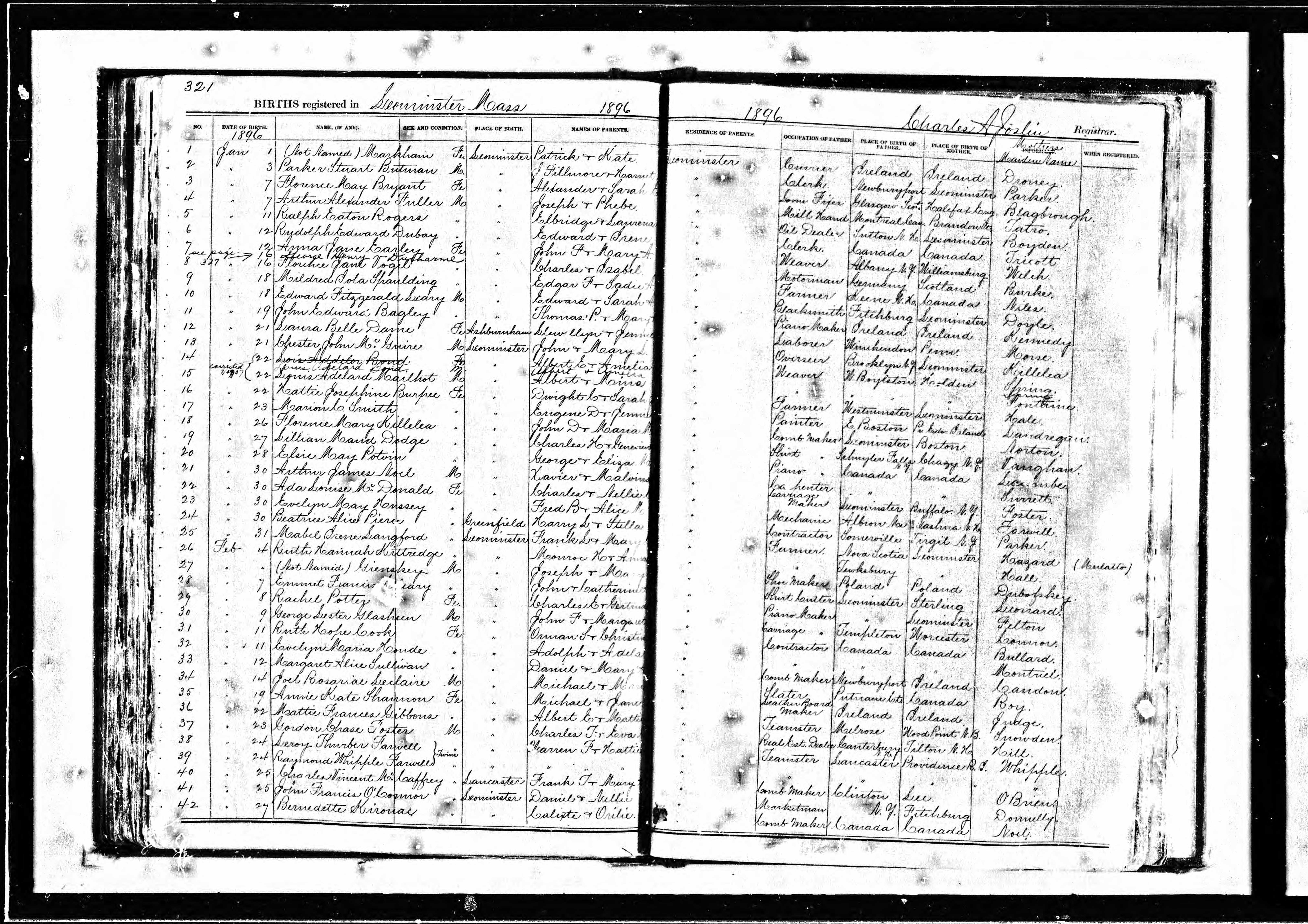 Enregistrement de la naissance Enregistrement de la naissance