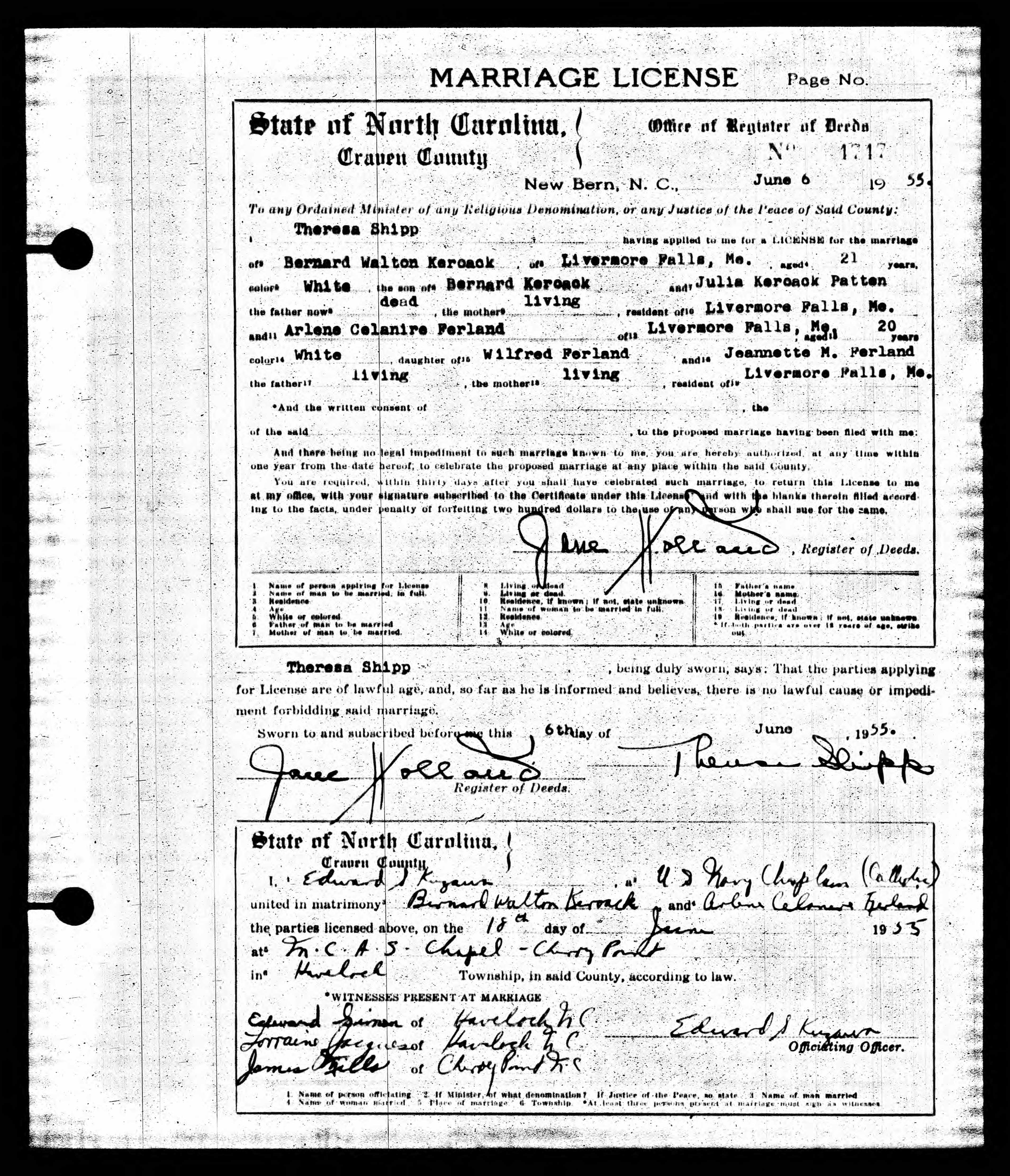 Enregistrement du mariage