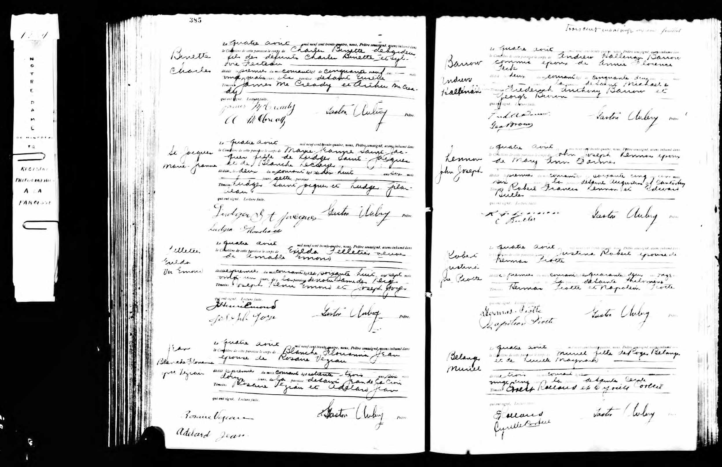 Acte de sépulture Acte de sépulture