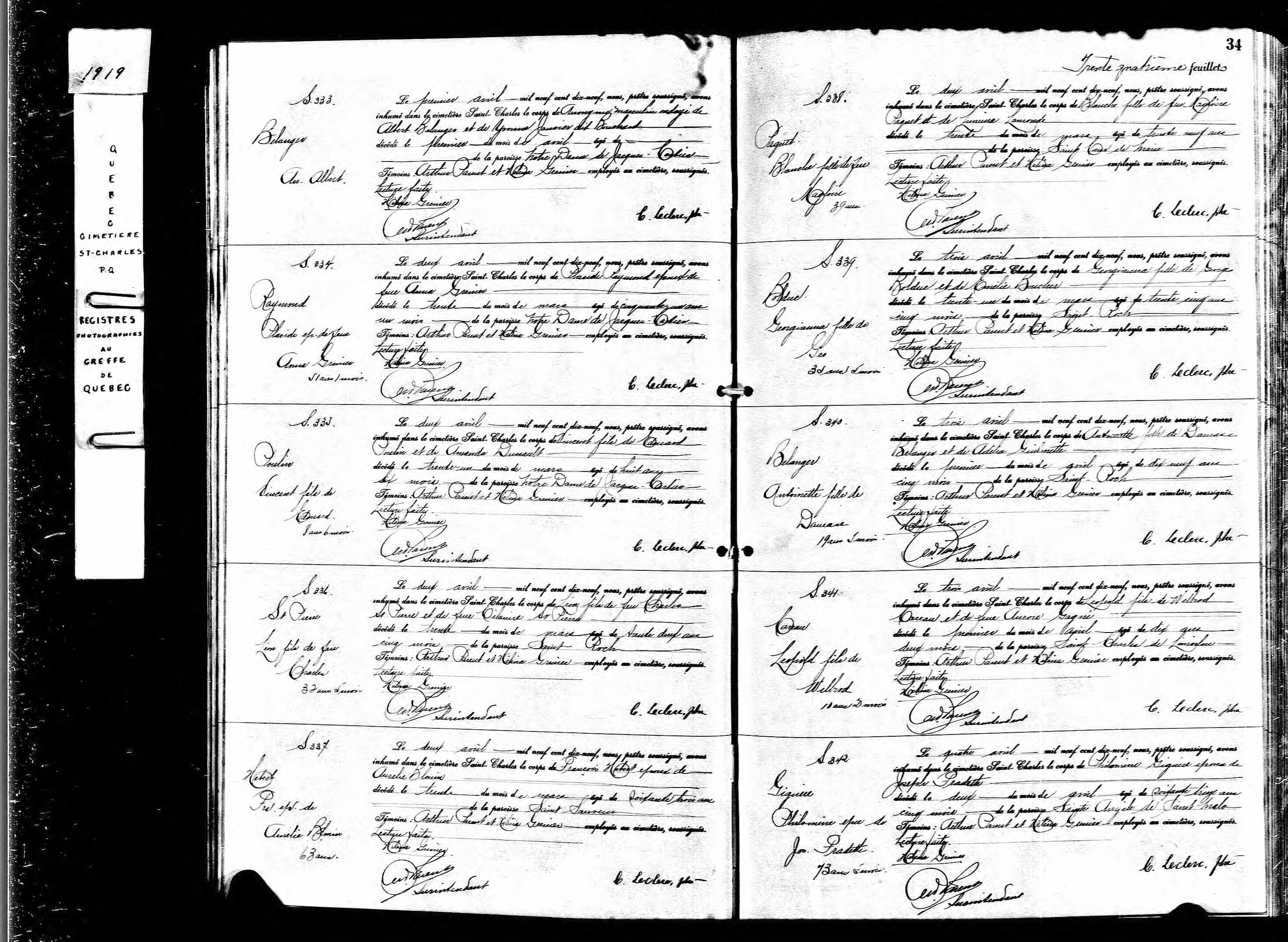 Acte de sépulture