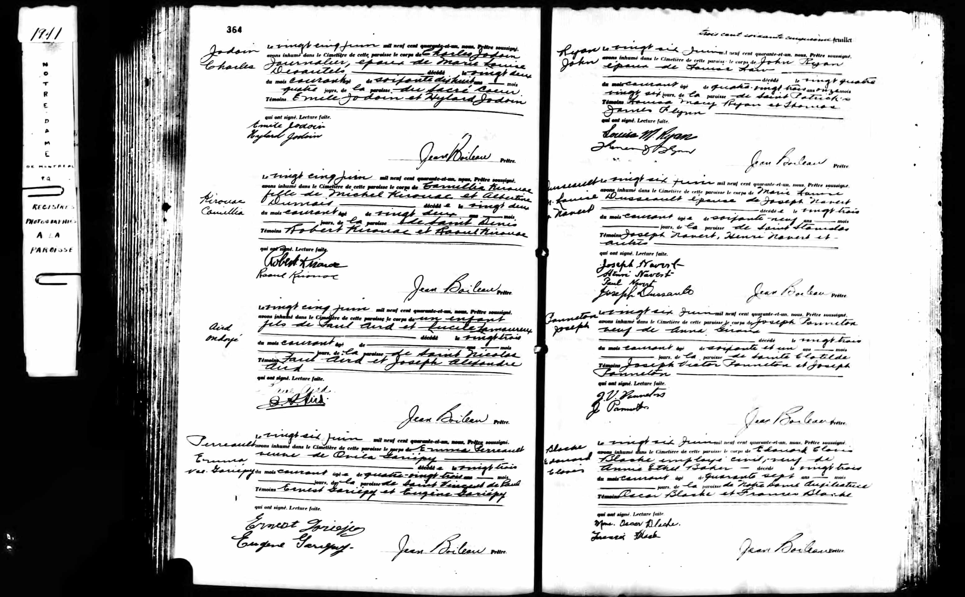 Acte de sépulture Acte de sépulture