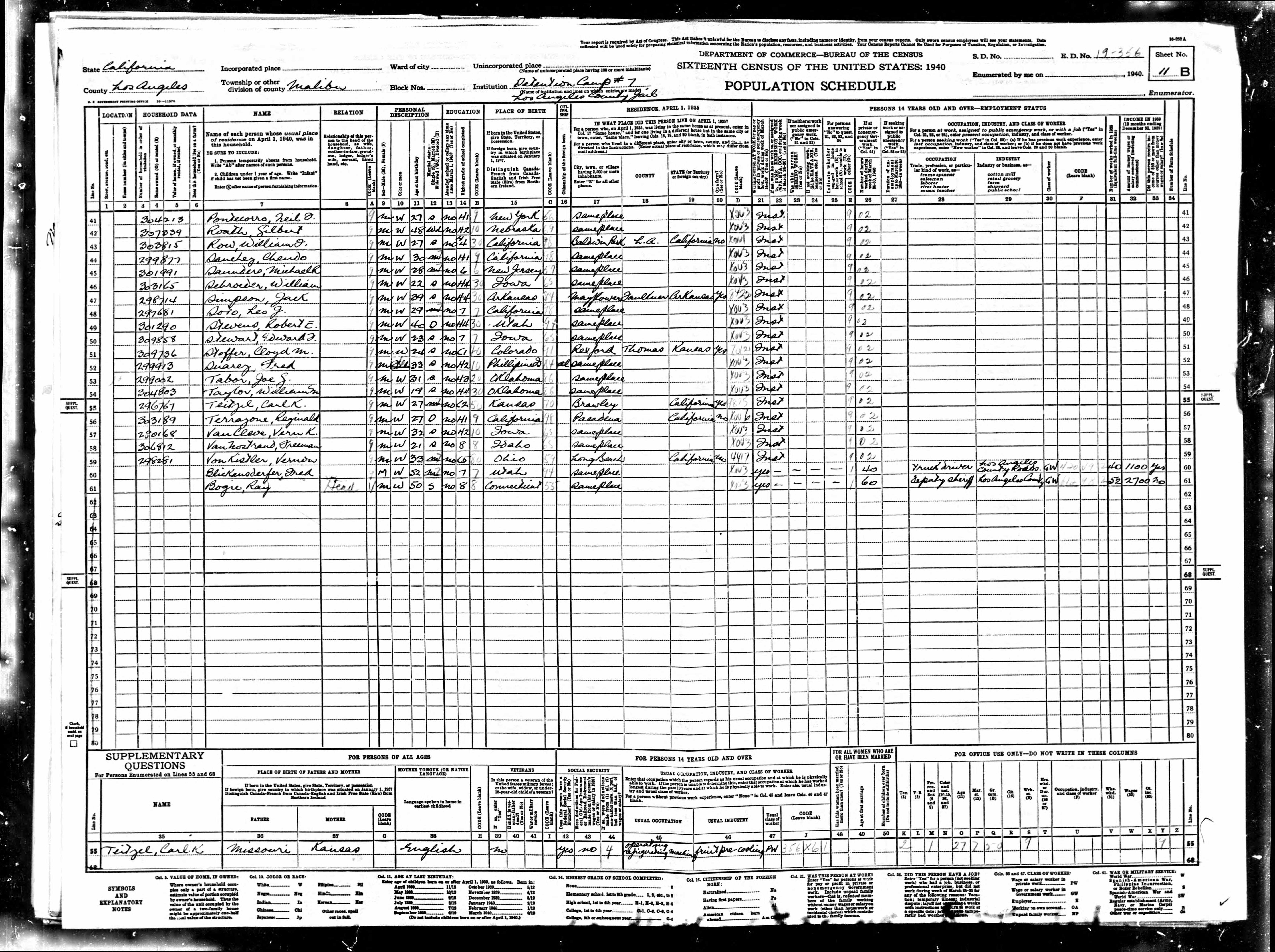 Recensement fédéral américain 1940