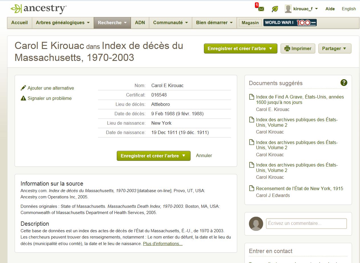Mention de la date de naissance et de décès