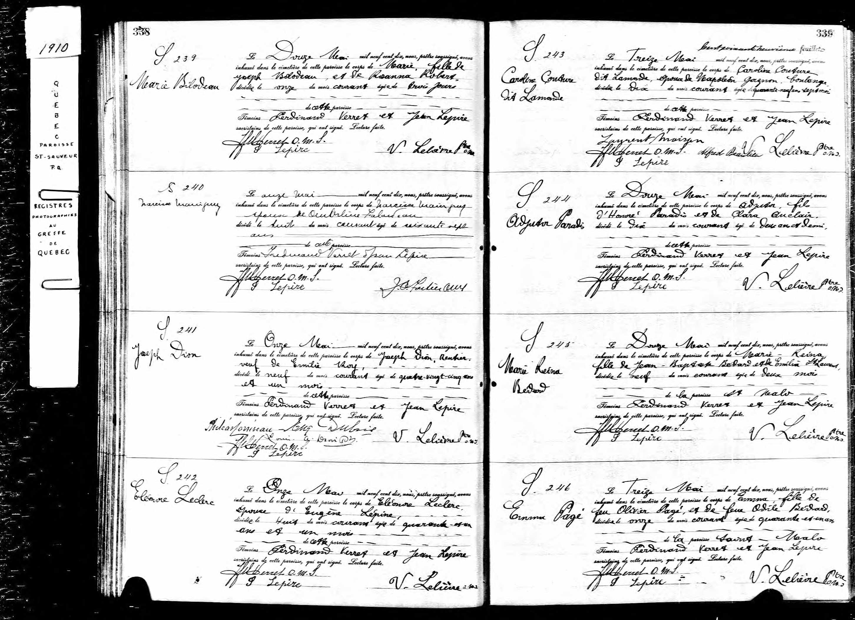 Acte de sépulture